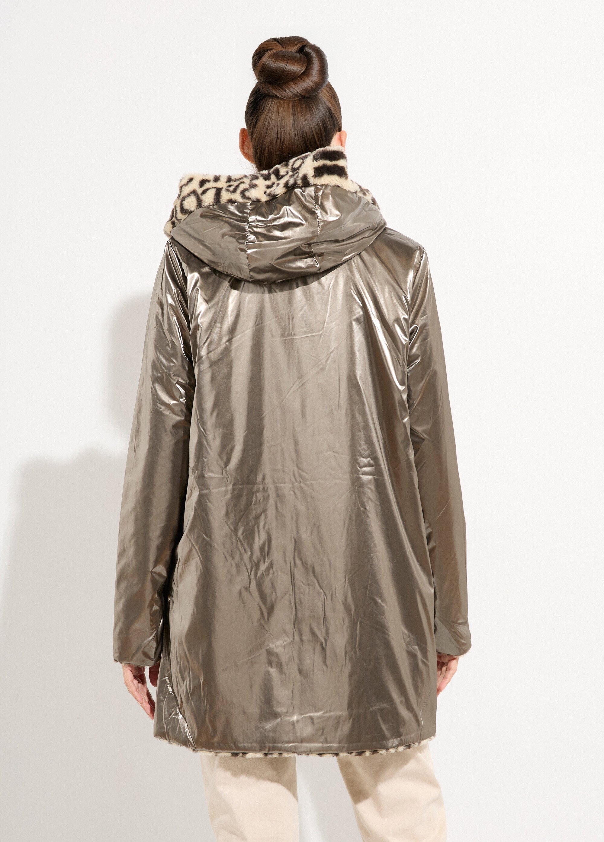 Parka réversible déperlant / léopard Femme Doré LJ-23019LEO DO1
