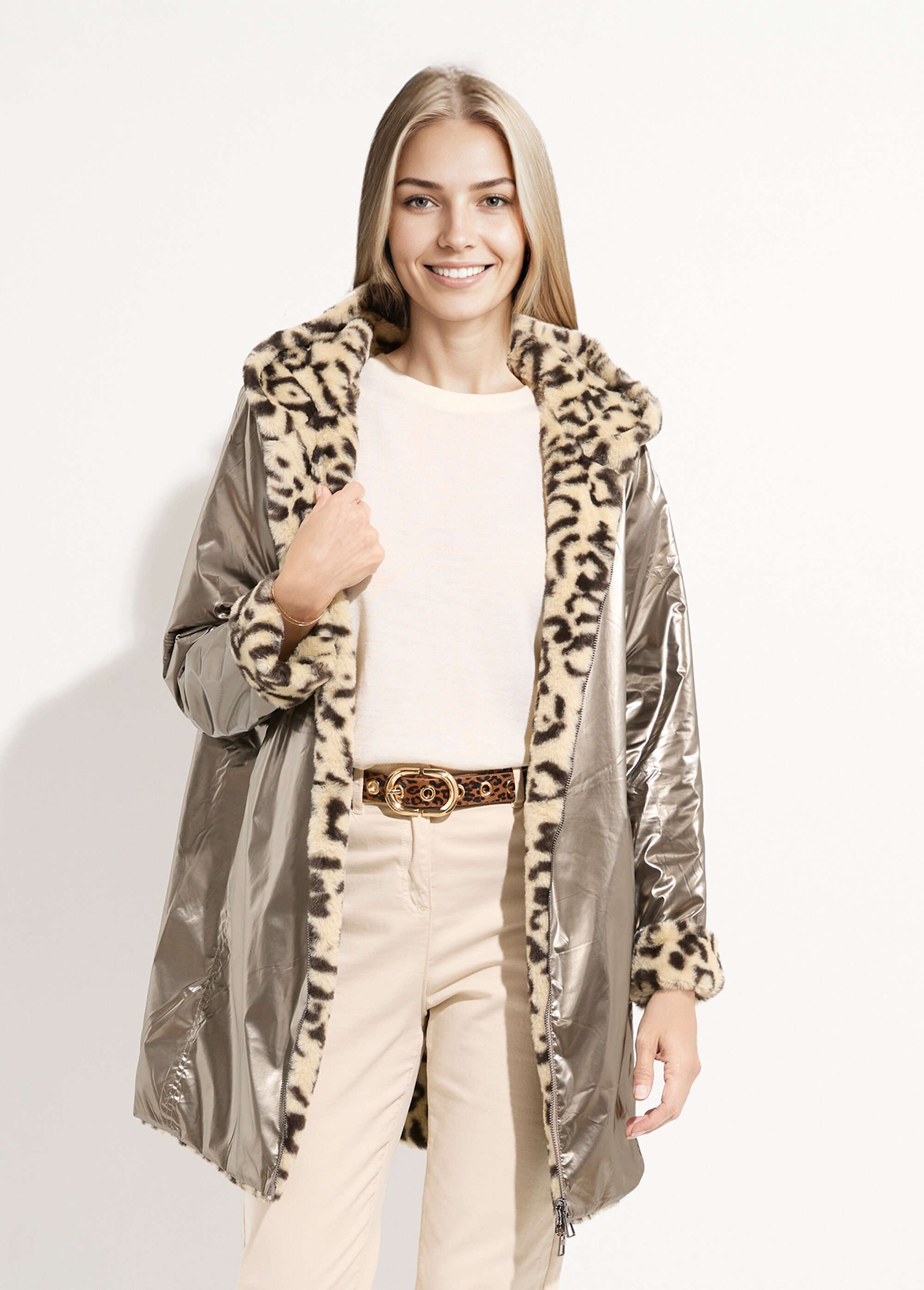 Parka réversible déperlant / léopard Femme Doré LJ-23019LEO FA1