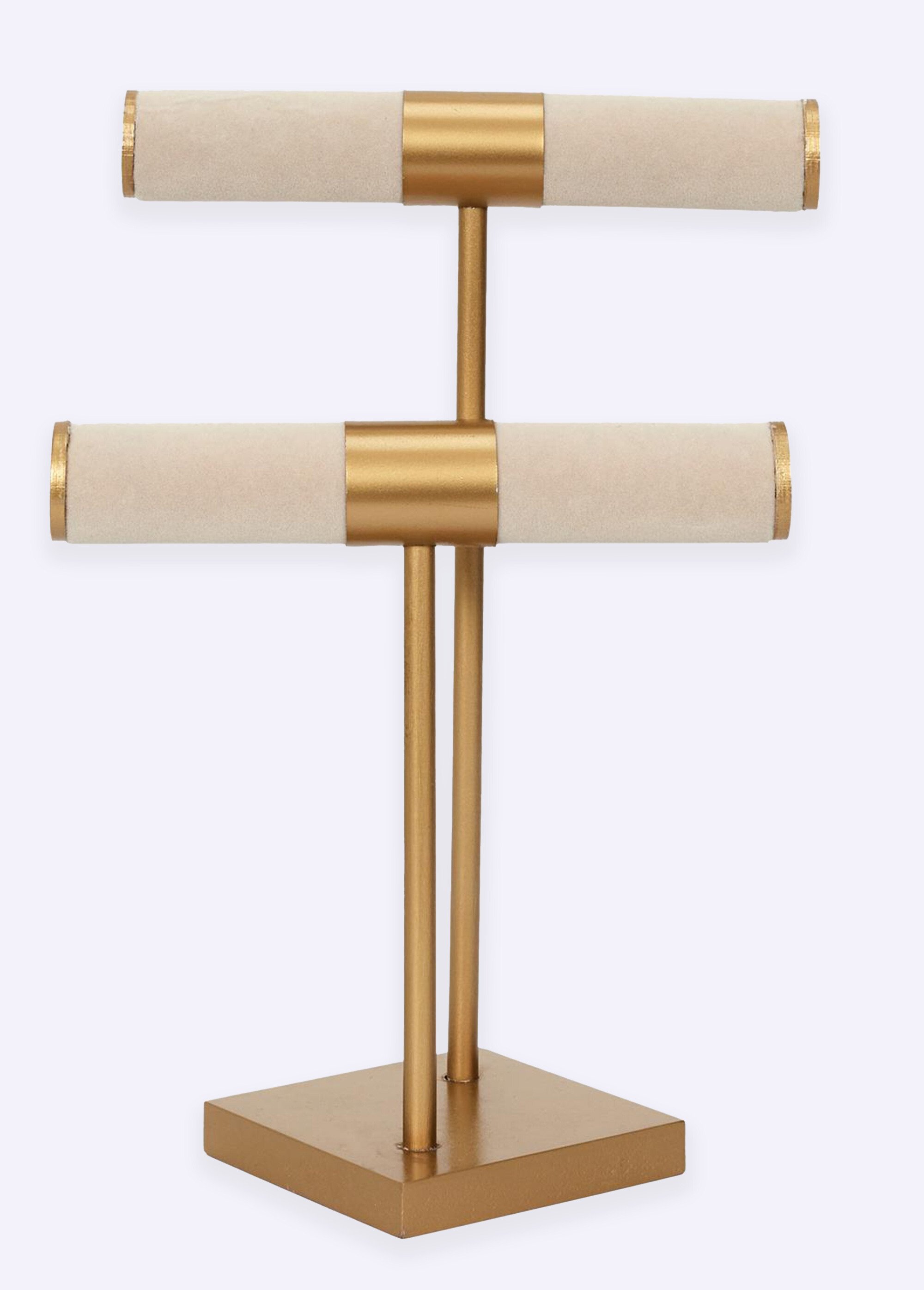 Porte bijou 2 niveaux sur socle métal Beige CMP-HD2287 FA1