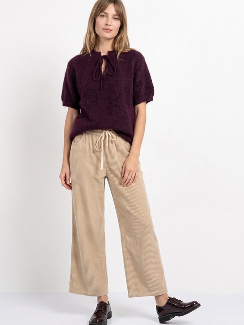 Pull manches courtes doux avec laine Femme Rouge IA-PL194 SI1