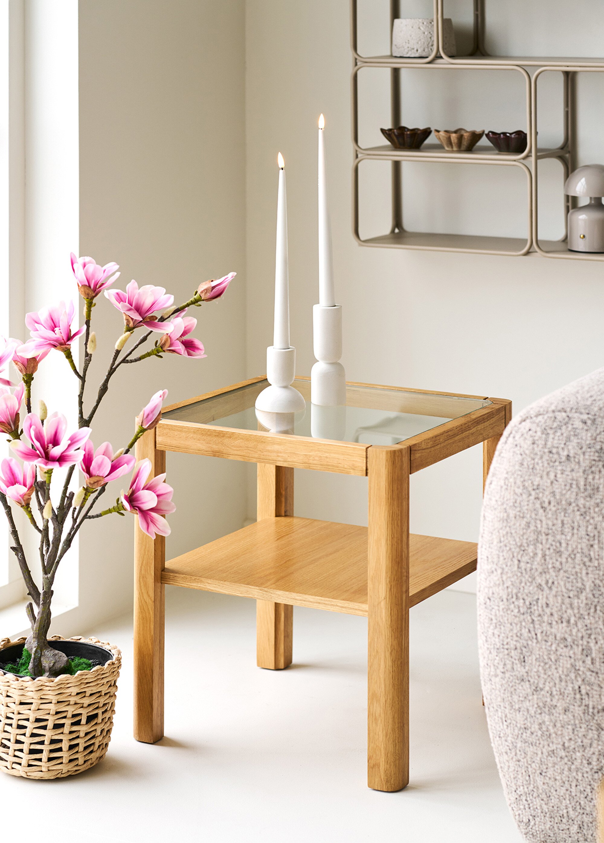 Table d'appoint chêne plaqué LOURMARIN BEIGE HN-2151505 SI1