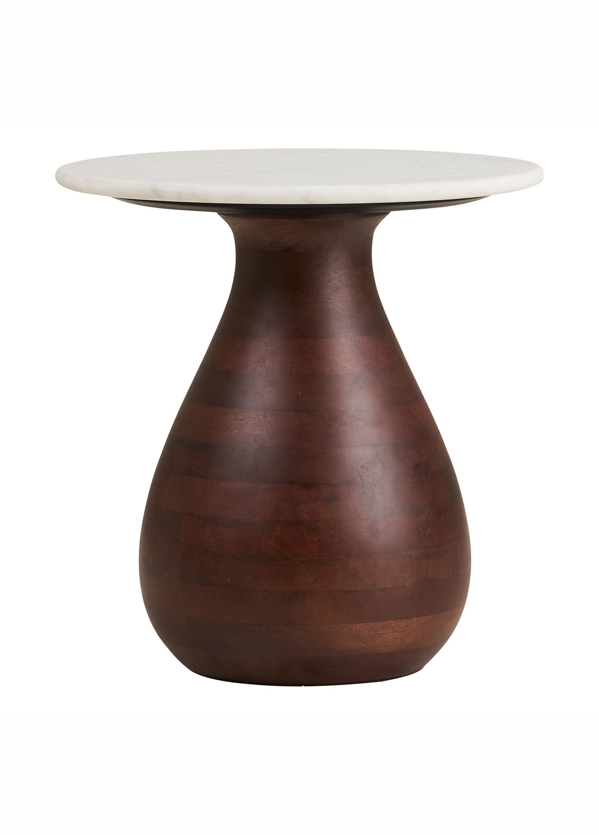 Table d'appoint marbre et manguier HEIDE BLANC ET BRUN FONCE HN-2151502 DE1