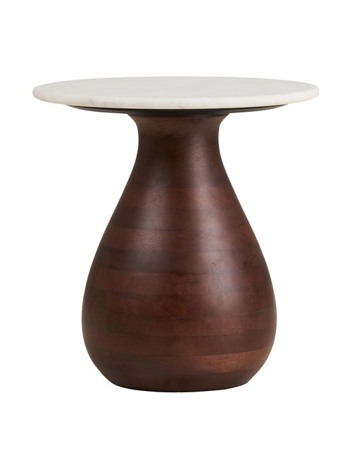 Table d'appoint marbre et manguier HEIDE BLANC ET BRUN FONCE HN-2151502 DE1