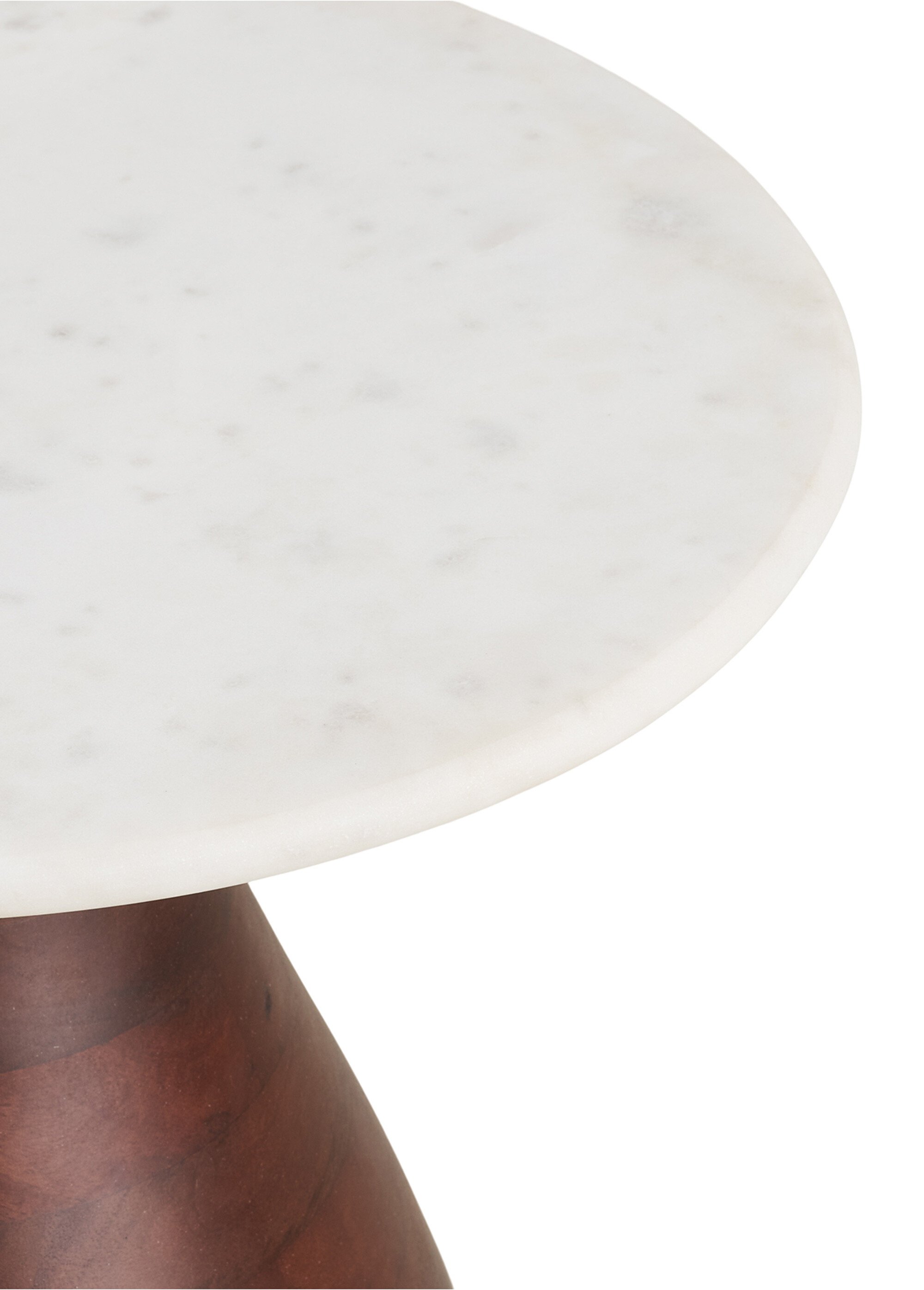 Table d'appoint marbre et manguier HEIDE BLANC ET BRUN FONCE HN-2151502 DE2