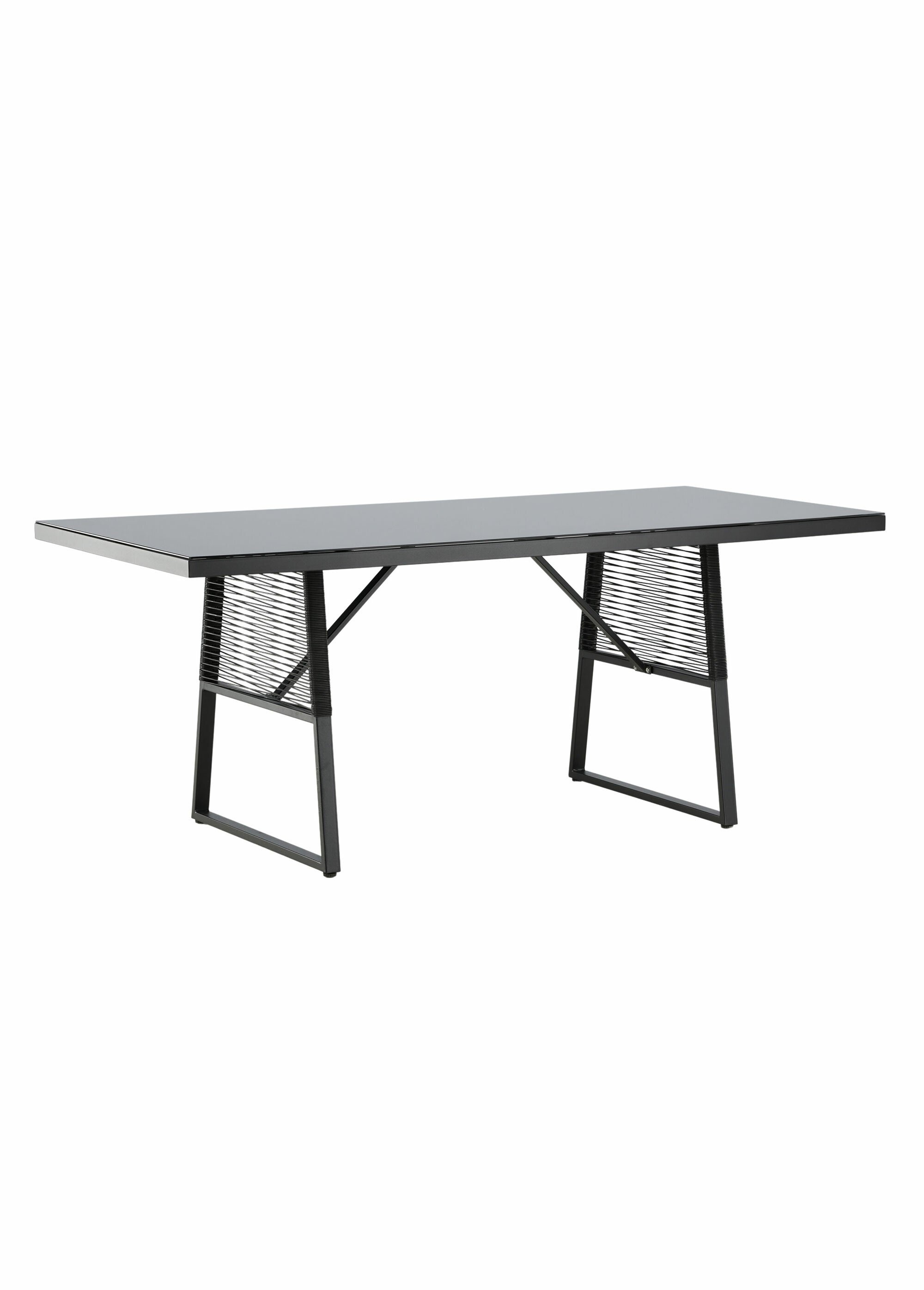 Table d'extérieur alu, verre et corde NOIR VEN-1524-408 FA1
