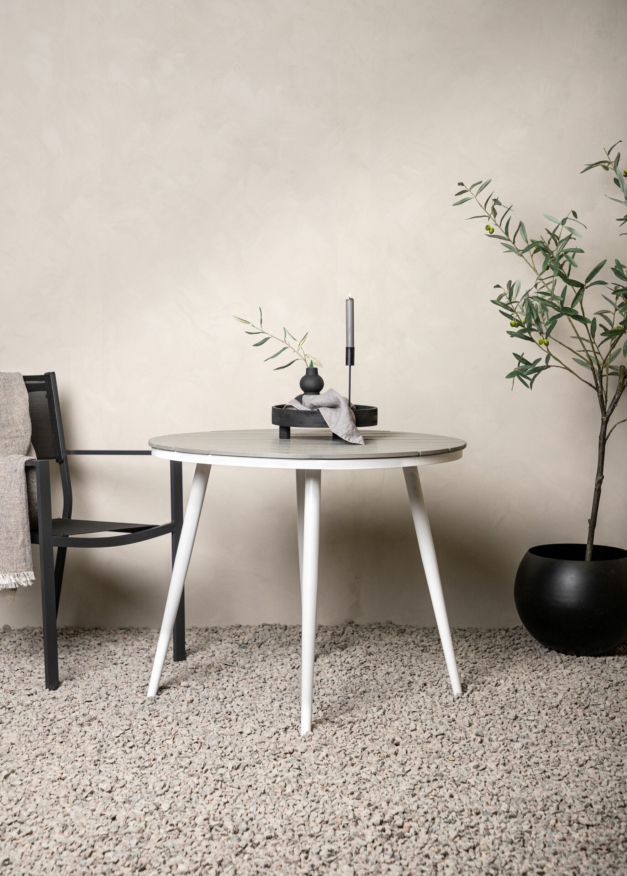 Table de jardin alu et érable, diam 90cm GRIS VEN-2079-400 SI1