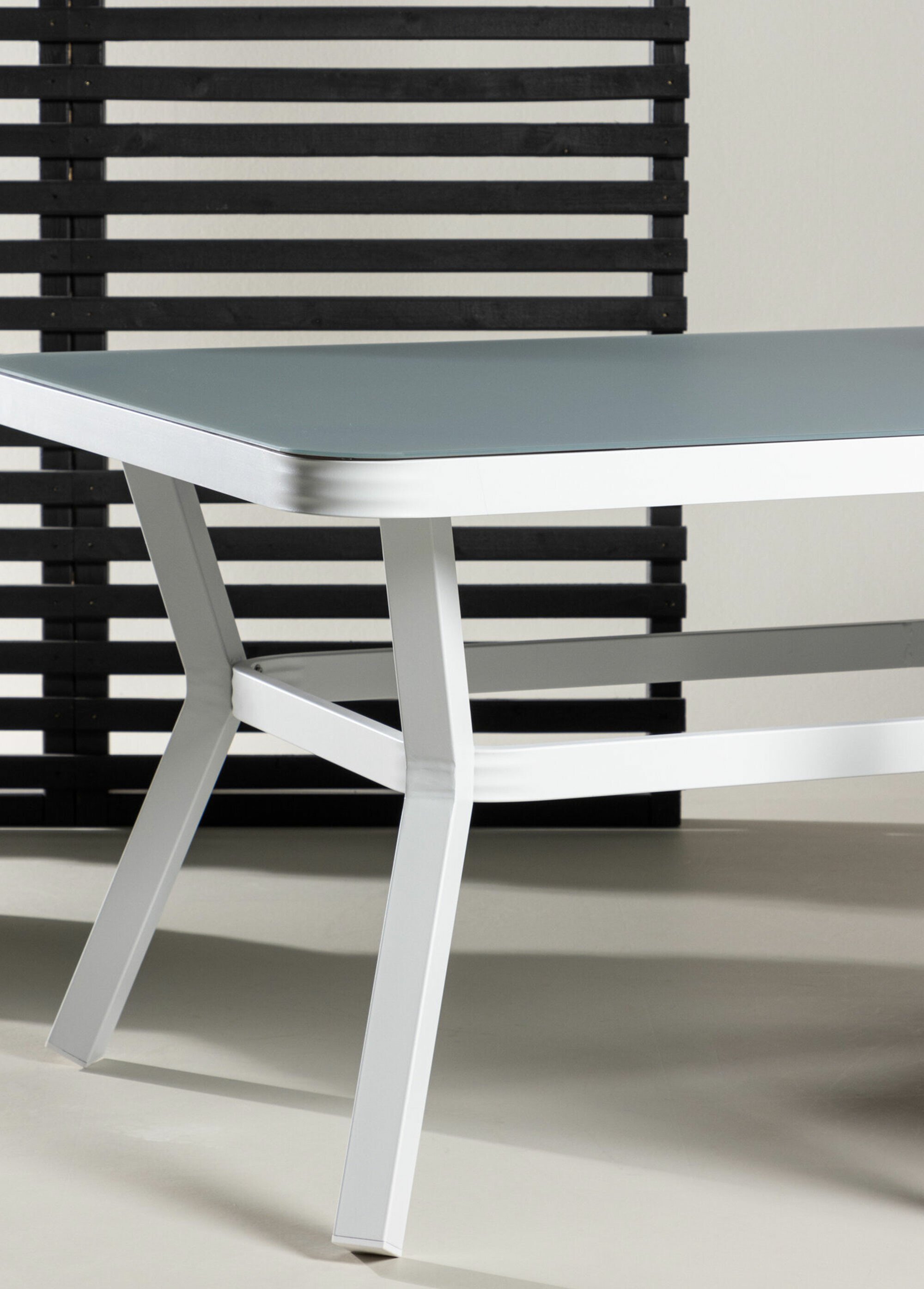 Table de jardin verre et alu, 6 pers