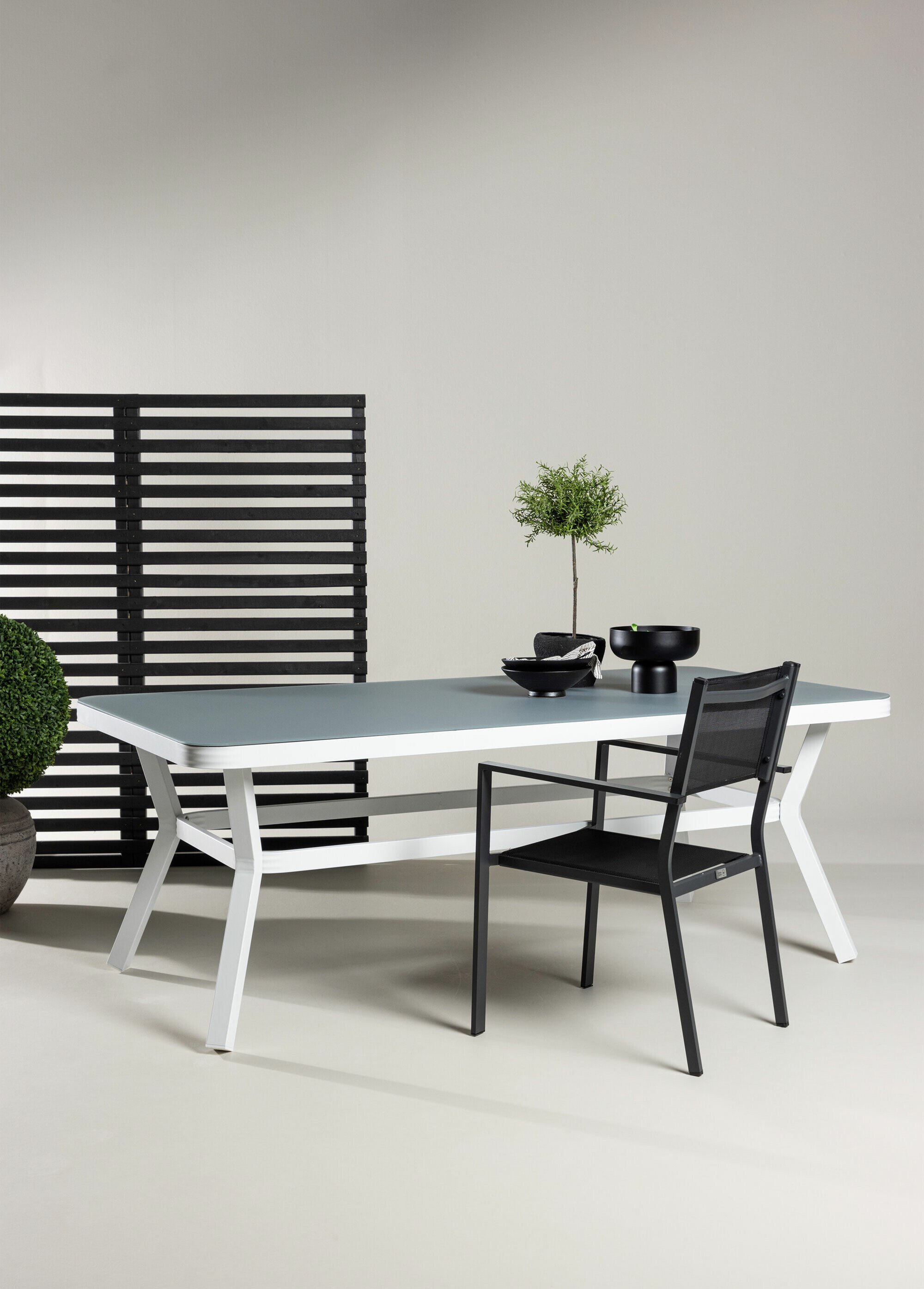 Table de jardin verre et alu, 6 pers BLANC VEN-1464-400 SI1