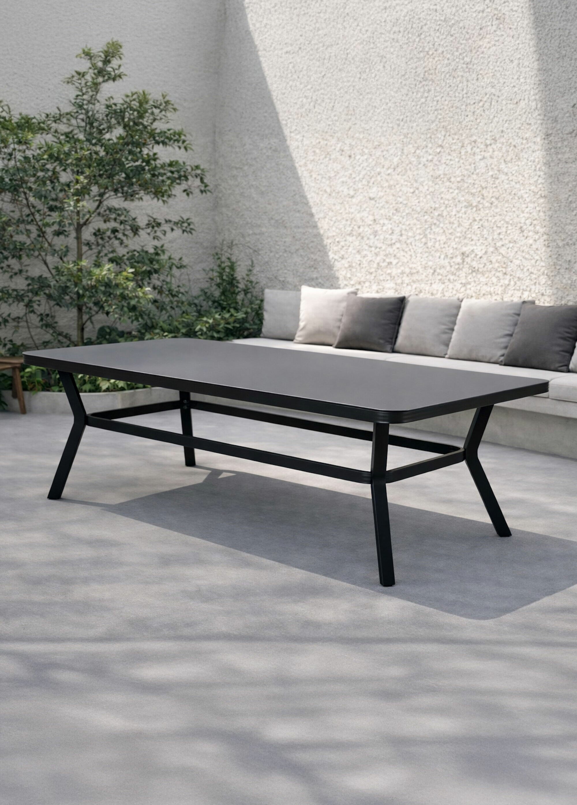 Table de jardin verre et alu, 6 pers NOIR VEN-1464-400 SI1