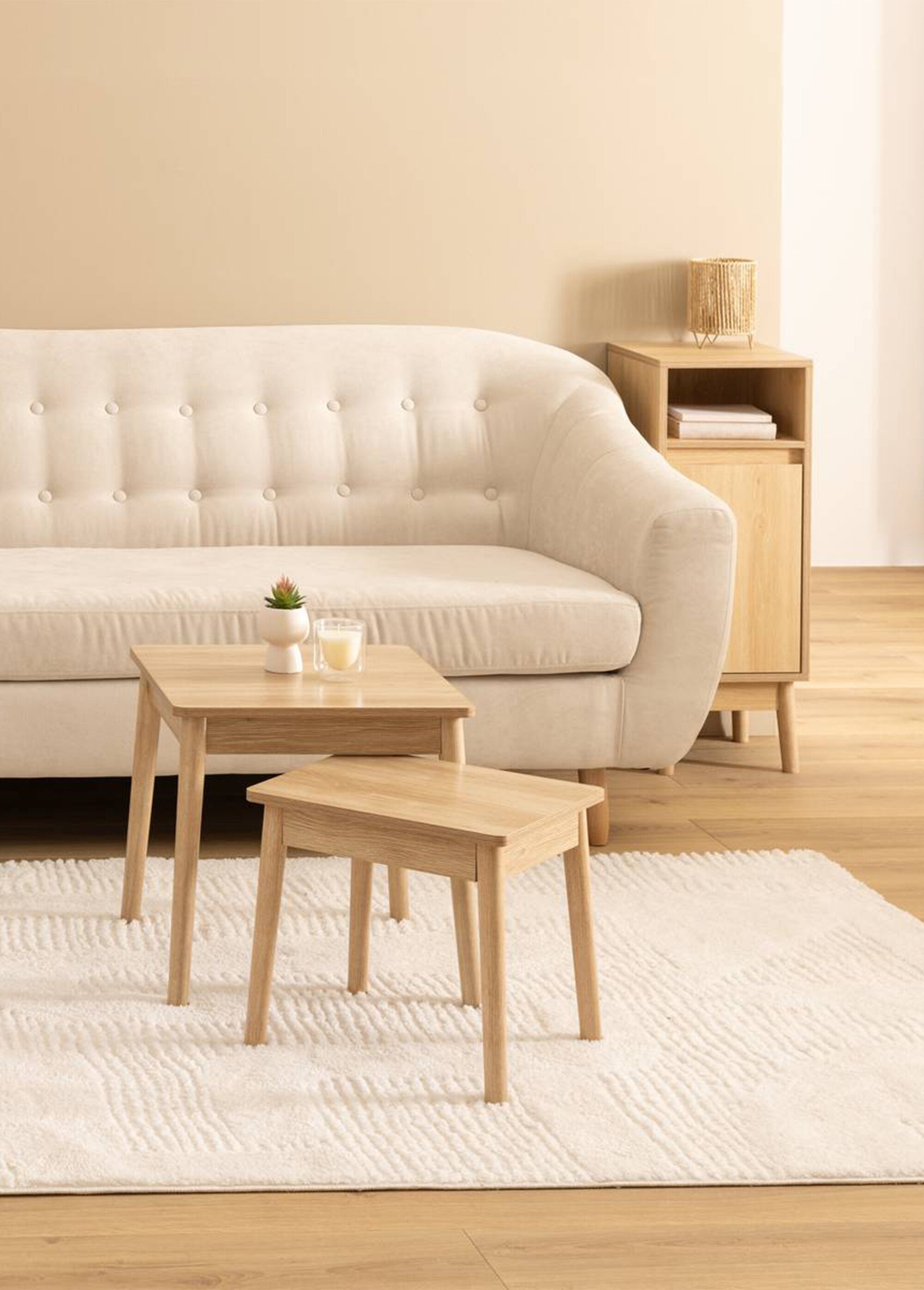 Tables gigognes rectangle, décor bois BEIGE JJA-193660 SI1