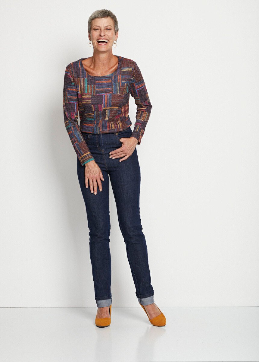 Tunique maille chaude imprimé graphique Femme Marron CONCEPT SF1