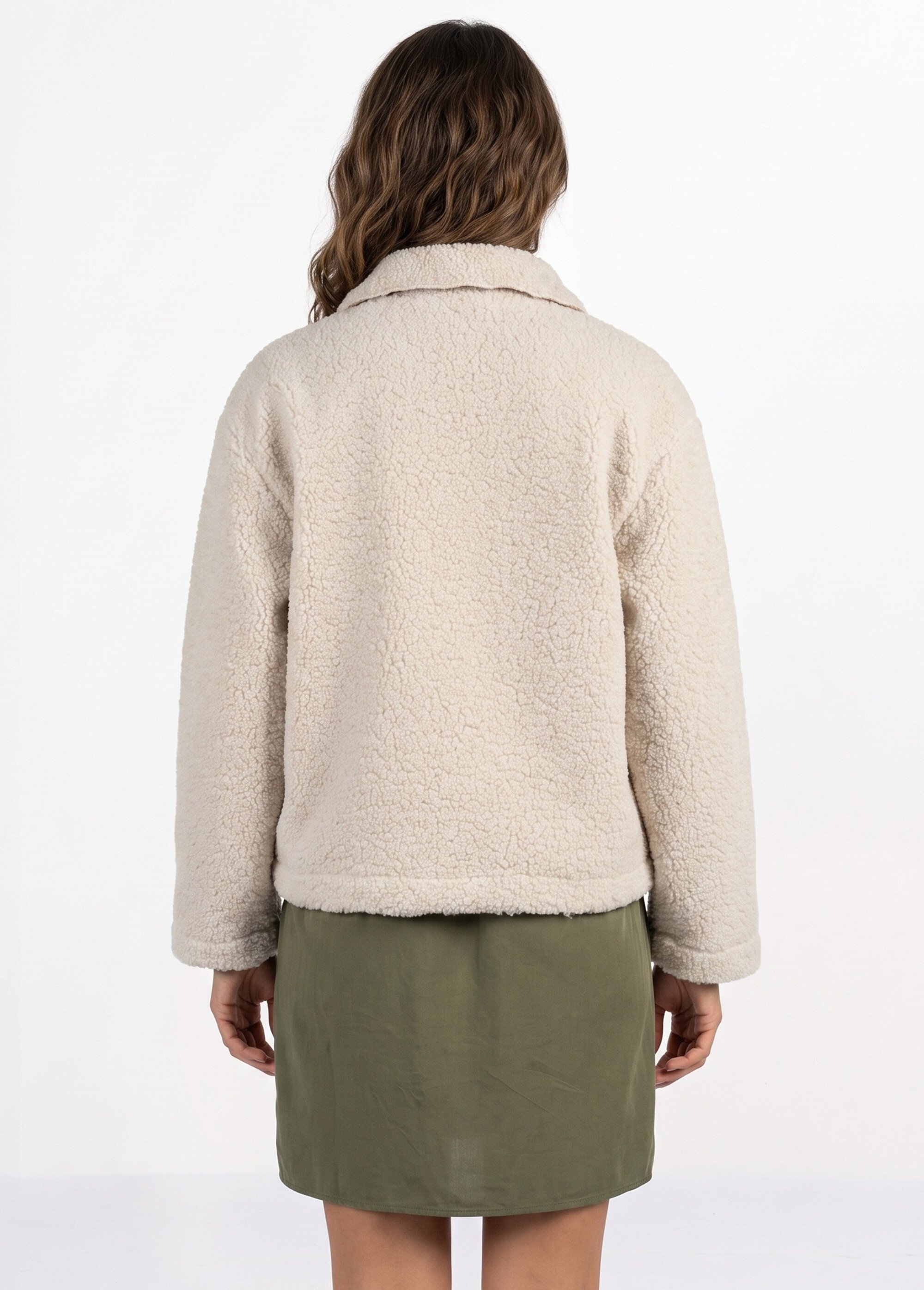 Veste maille bouclette intérieur polaire Femme Beige IA-R7013 DO1