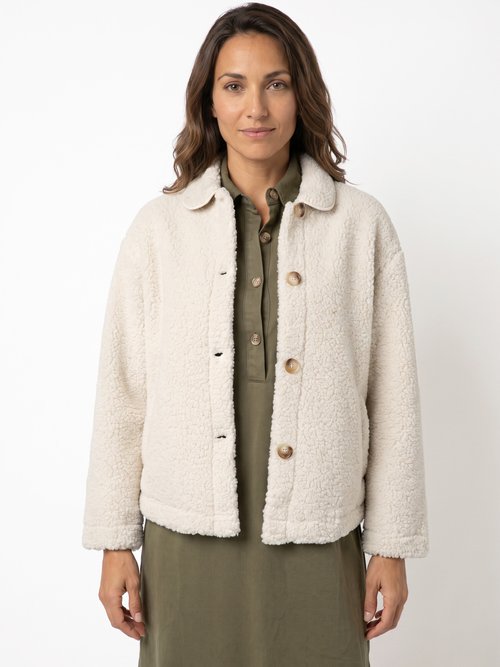 Veste maille bouclette intérieur polaire Femme Beige IA-R7013 FA1