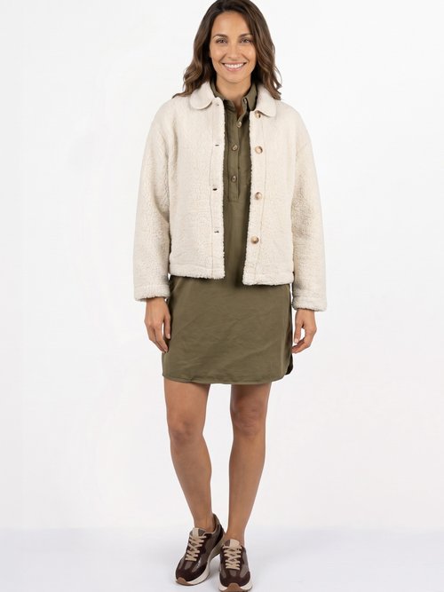 Veste maille bouclette intérieur polaire Femme Beige IA-R7013 SI1