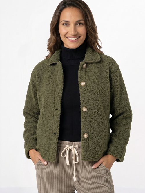 Veste maille bouclette intérieur polaire Femme Vert IA-R7013 MV1