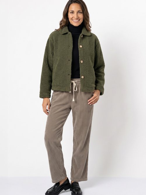 Veste maille bouclette intérieur polaire Femme Vert IA-R7013 SI1