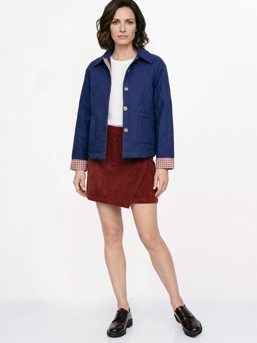 Veste matelassée poignets revers vichy Femme Bleu IA-T159 SI1
