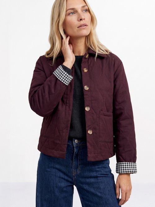 Veste matelassée poignets revers vichy Femme Rouge IA-T159 MV1