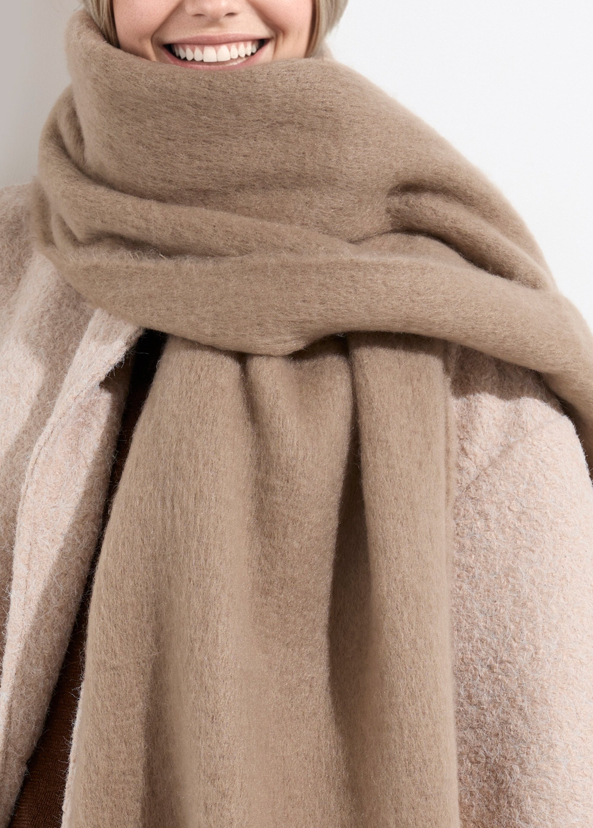 Echarpe XXL unie à grosses franges Femme Marron NES180LSW2412 DE2