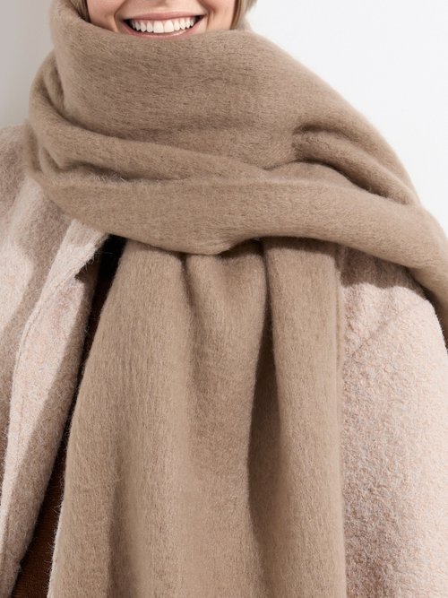 Echarpe XXL unie à grosses franges Femme Marron NES180LSW2412 DE2