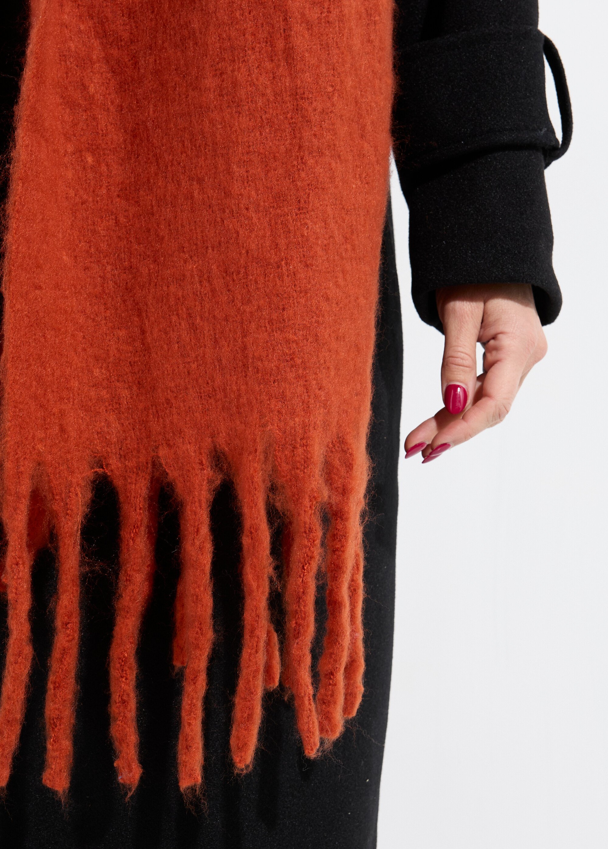 Echarpe XXL unie à grosses franges Femme Orange NES180LSW2412 DE1