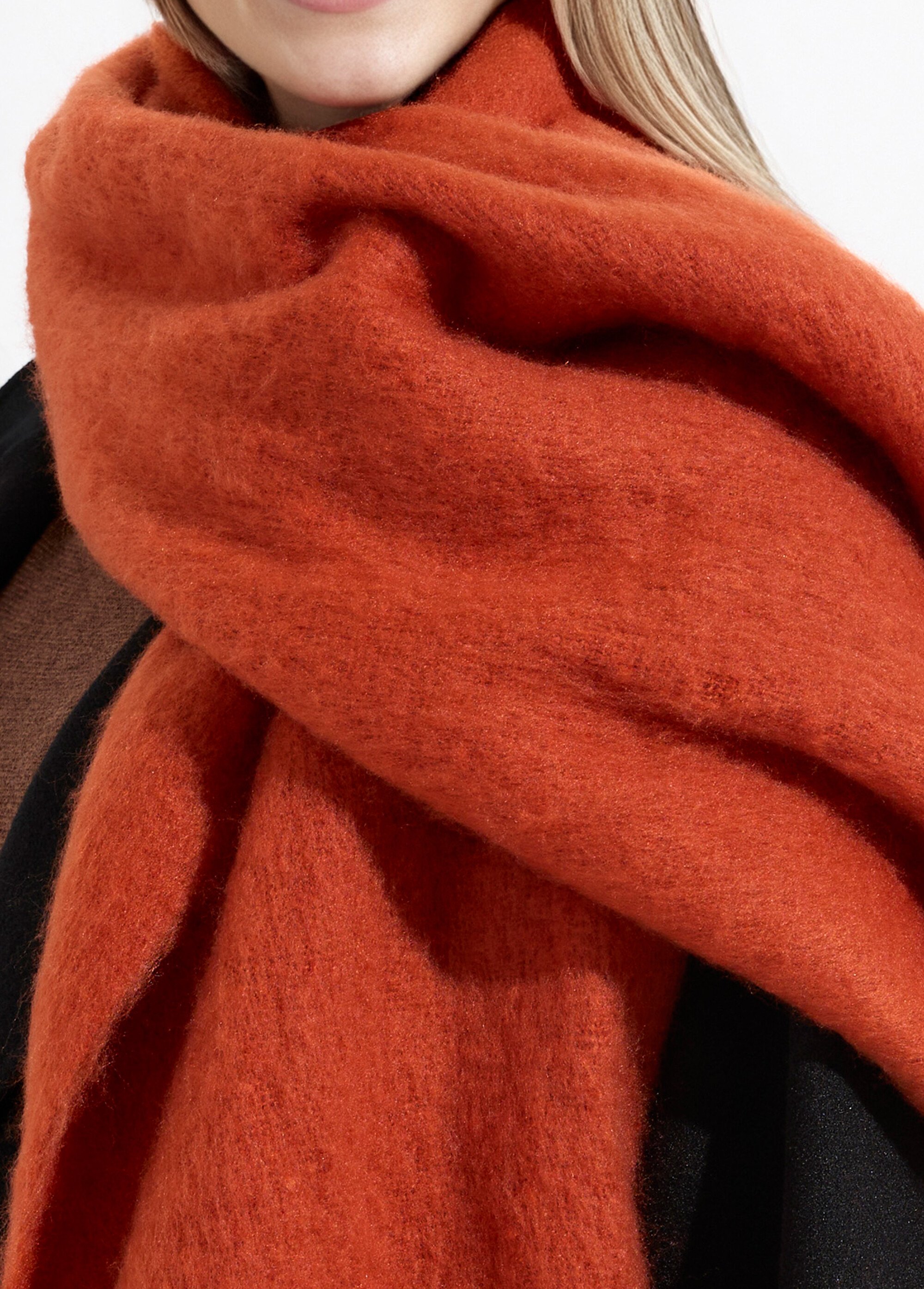 Echarpe XXL unie à grosses franges Femme Orange NES180LSW2412 DE2