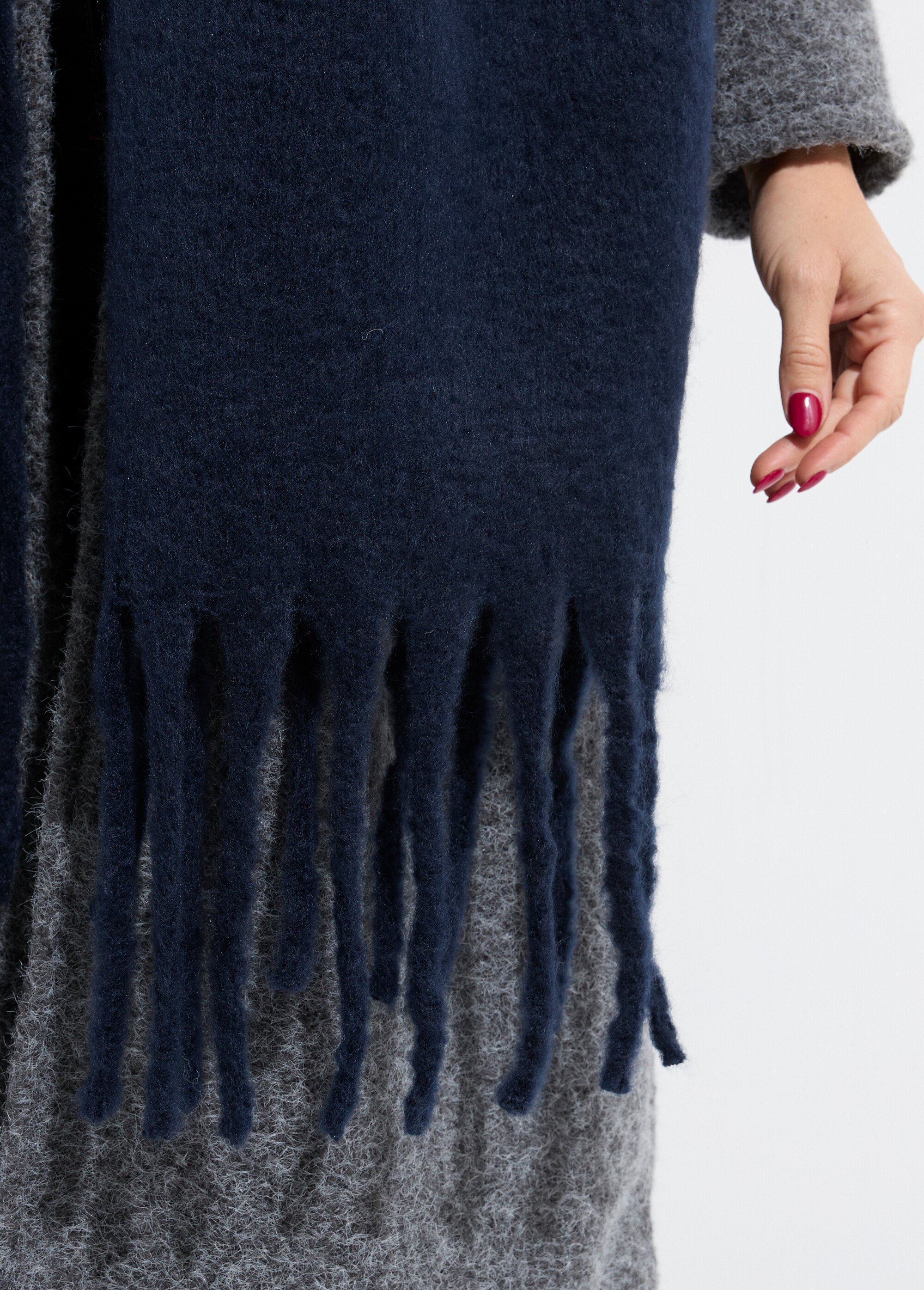 Echarpe XXL unie à grosses franges Femme Bleu NES180LSW2412 DE1