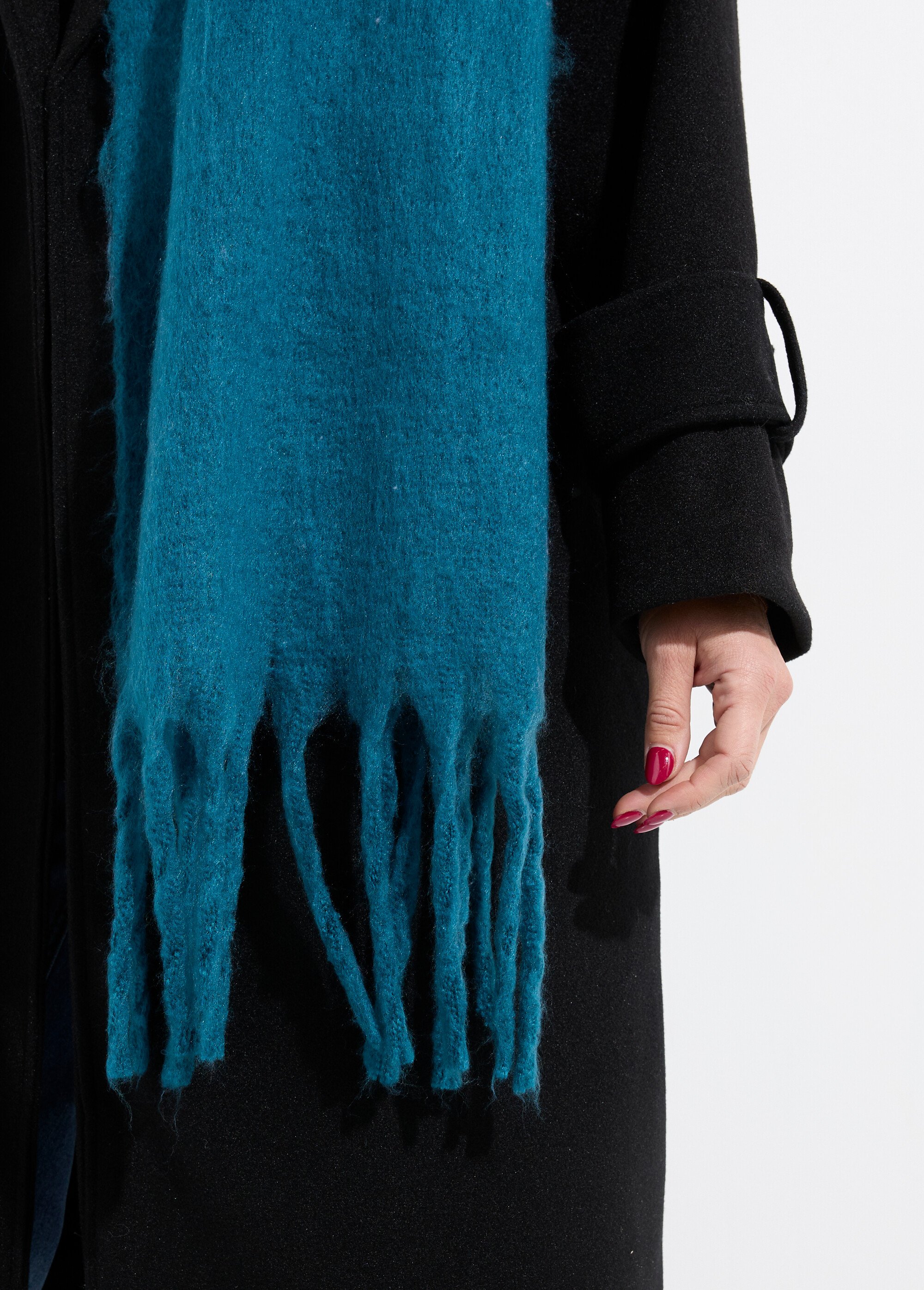 Echarpe XXL unie à grosses franges Femme Bleu NES180LSW2412 DE1