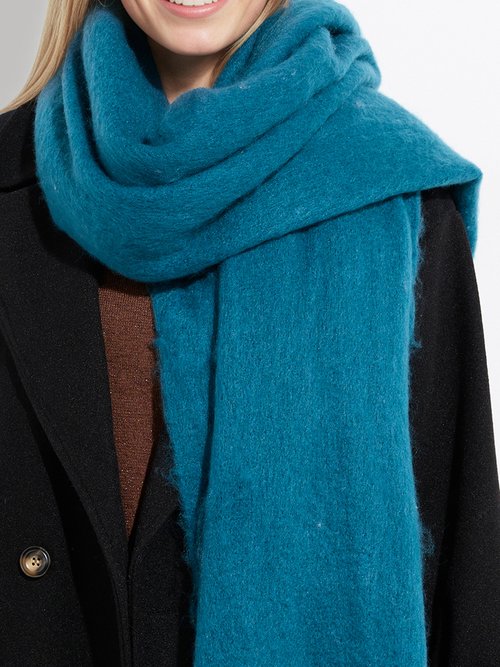 Echarpe XXL unie à grosses franges Femme Bleu NES180LSW2412 DE2