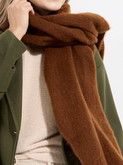 Echarpe XXL unie à grosses franges Femme Marron NES180LSW2412 DE2