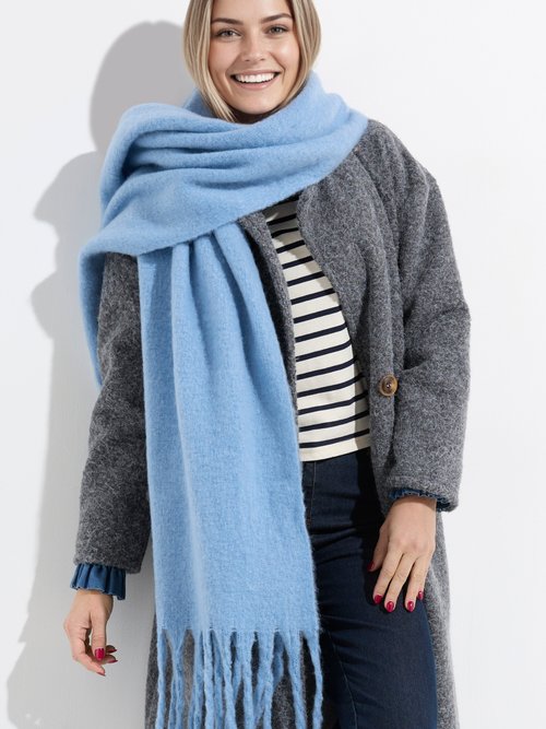 Echarpe XXL unie à grosses franges Femme Bleu NES180LSW2412 MV1