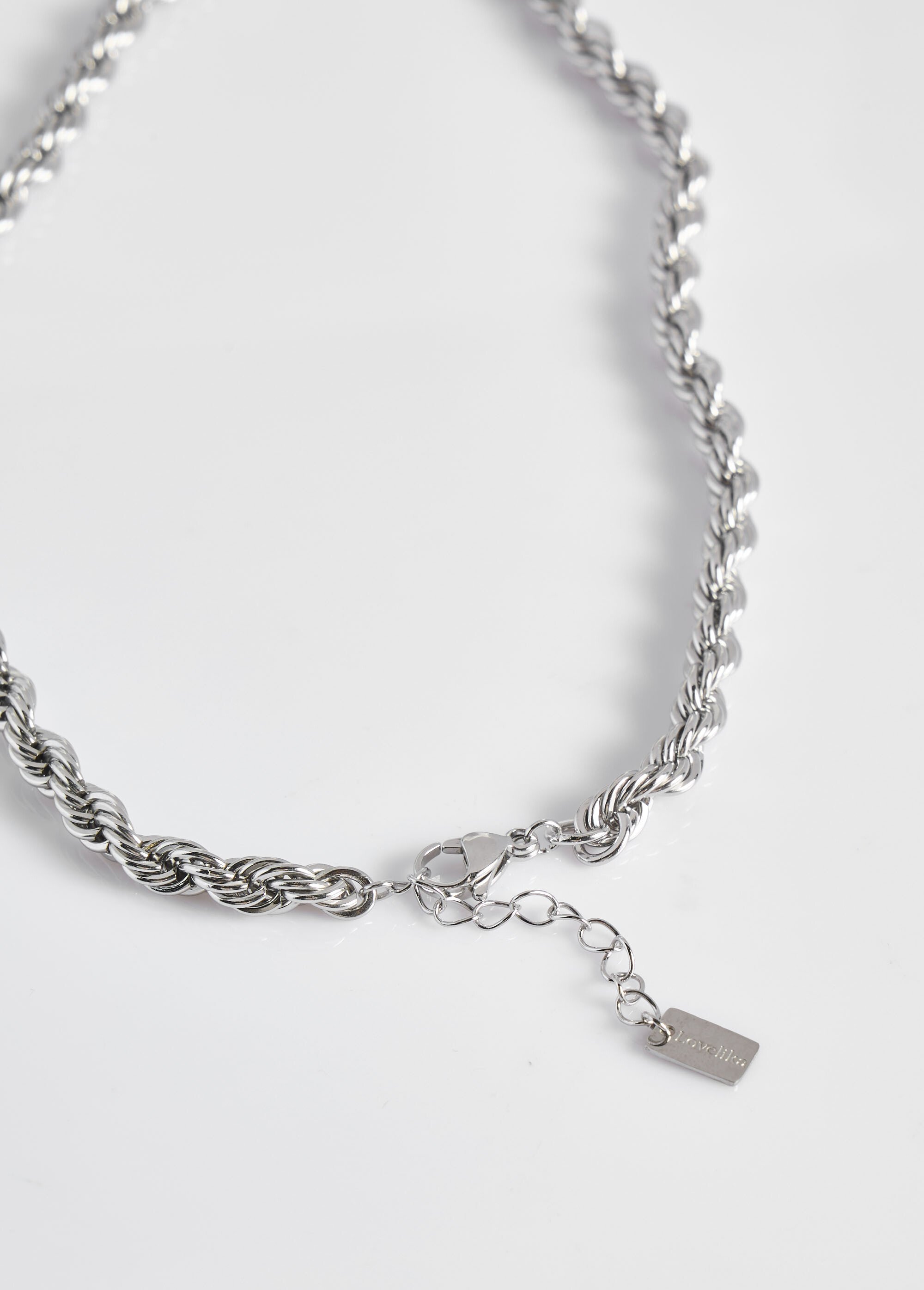 Collier maille torsadée en acier inox Argenté L08-300 DE2