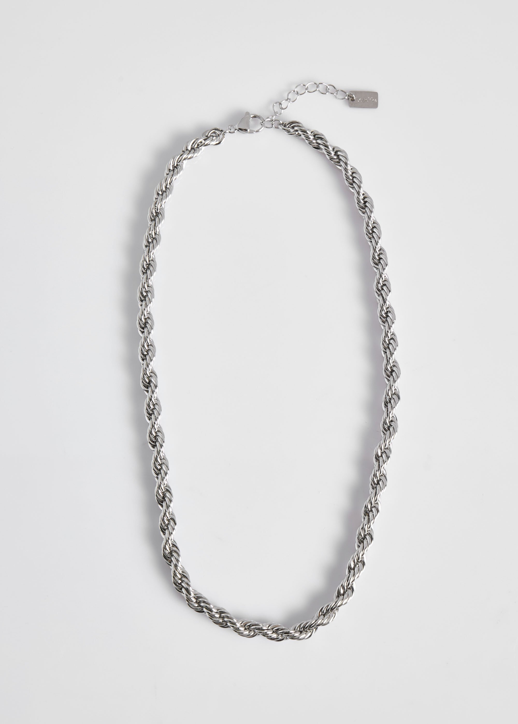 Collier maille torsadée en acier inox Argenté L08-300 FA1