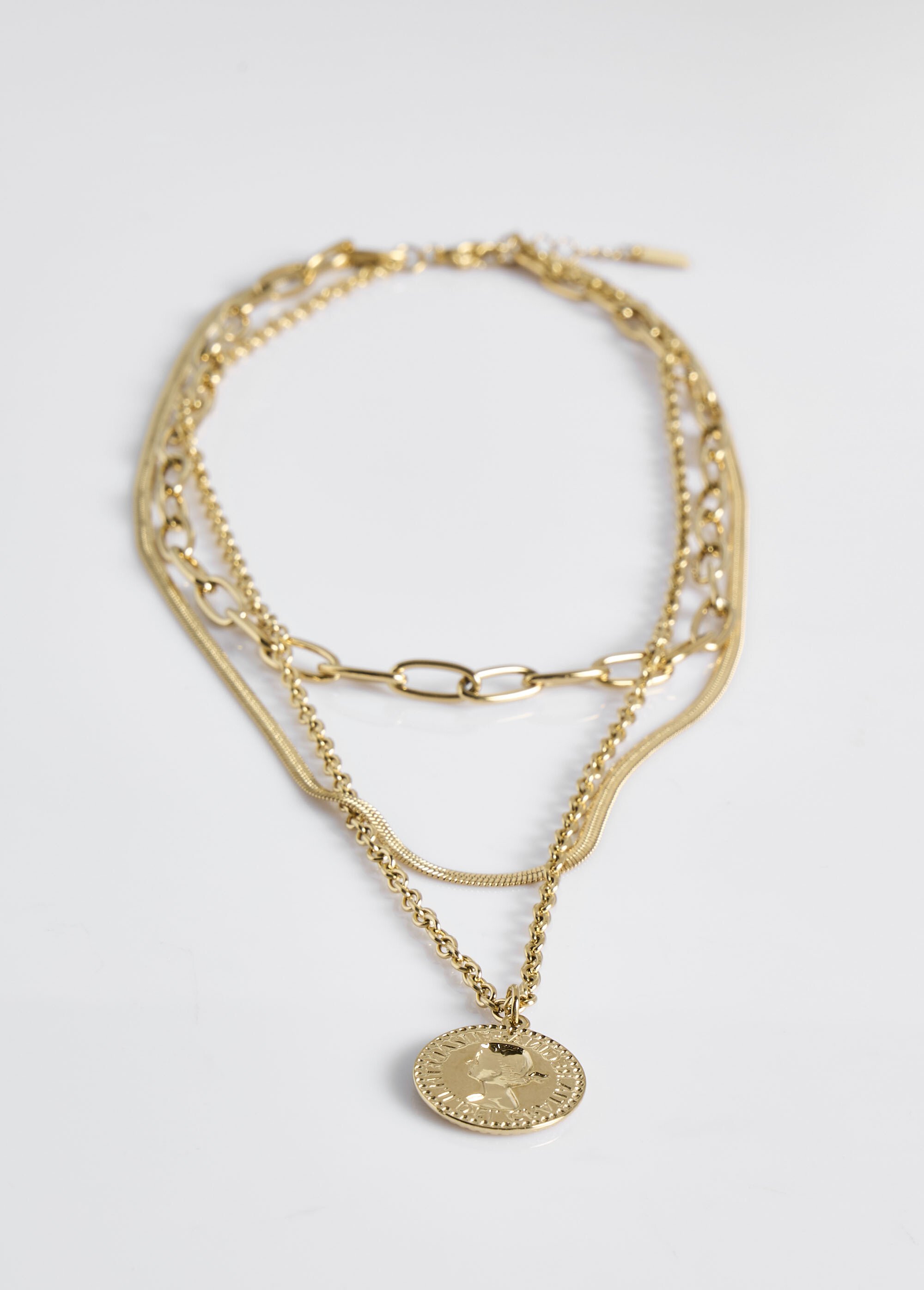 Collier multi rangs fantaisie acier inox Doré L08-750 DE1