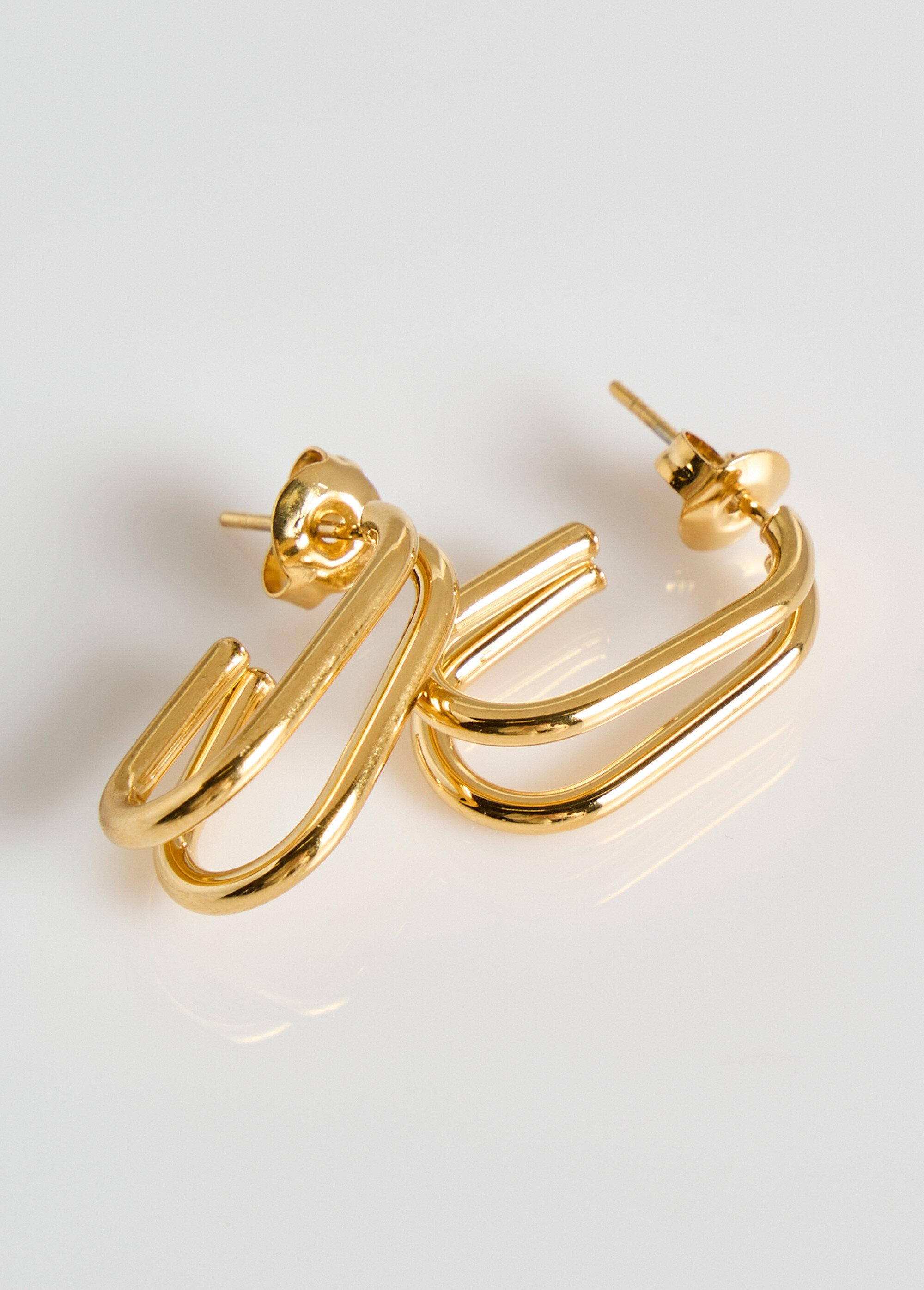 Boucles d'oreilles inox, doubles ovales Doré L01-353 FA1