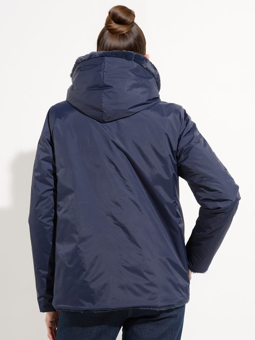 Blouson déperlant / fourrure, réversible Femme Bleu LJ-22038 DO1