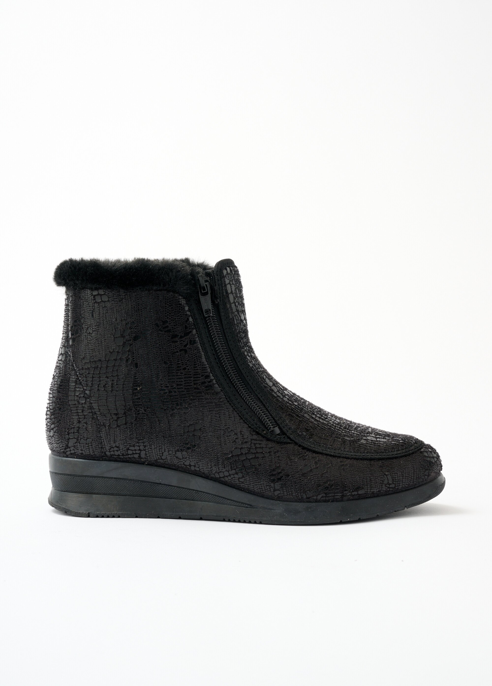 Boots grande largeur double glissière Femme Noir OPUNTIA DR1