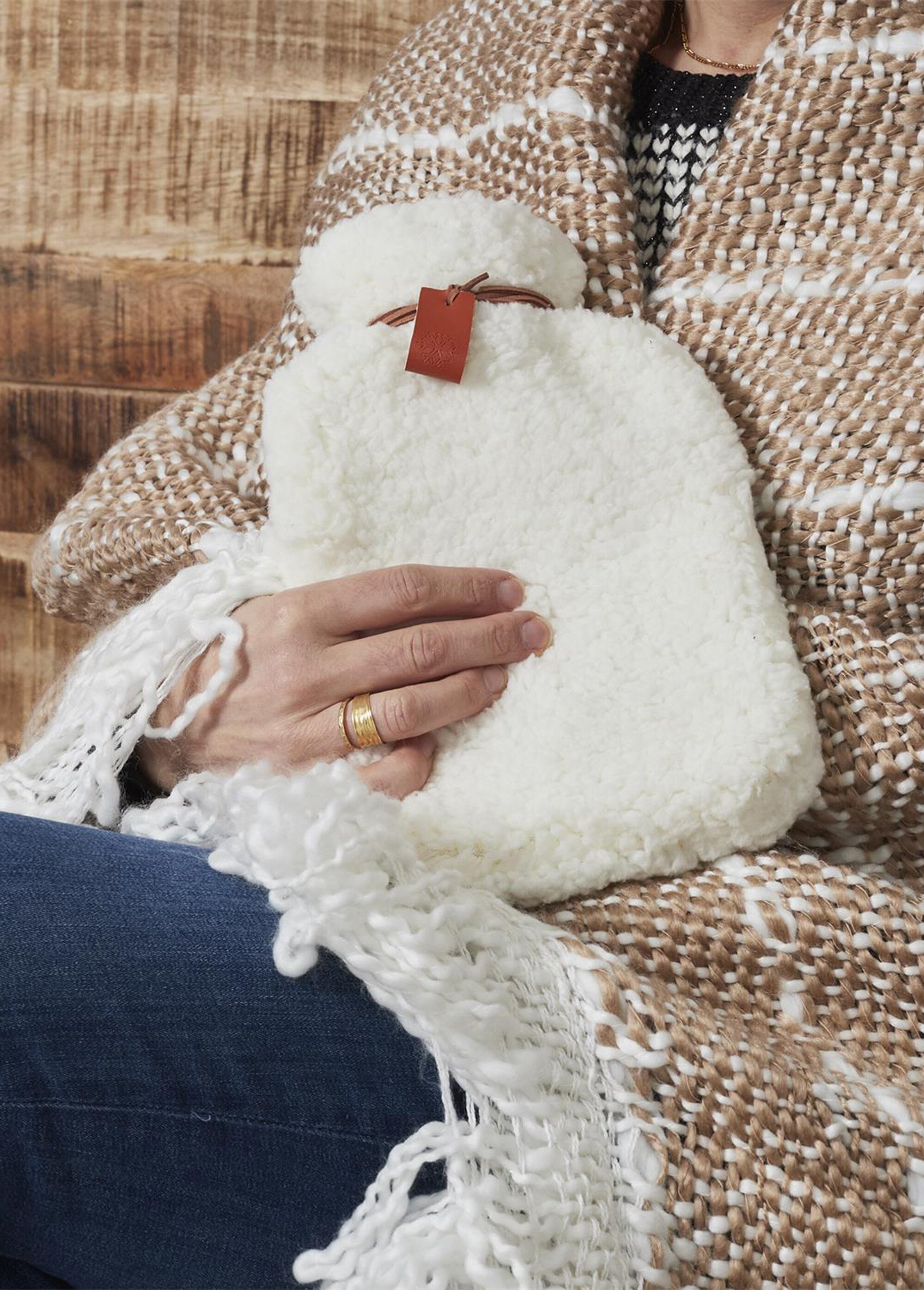 Bouillotte à eau avec housse sherpa Blanc CMP-SB84243 SI1