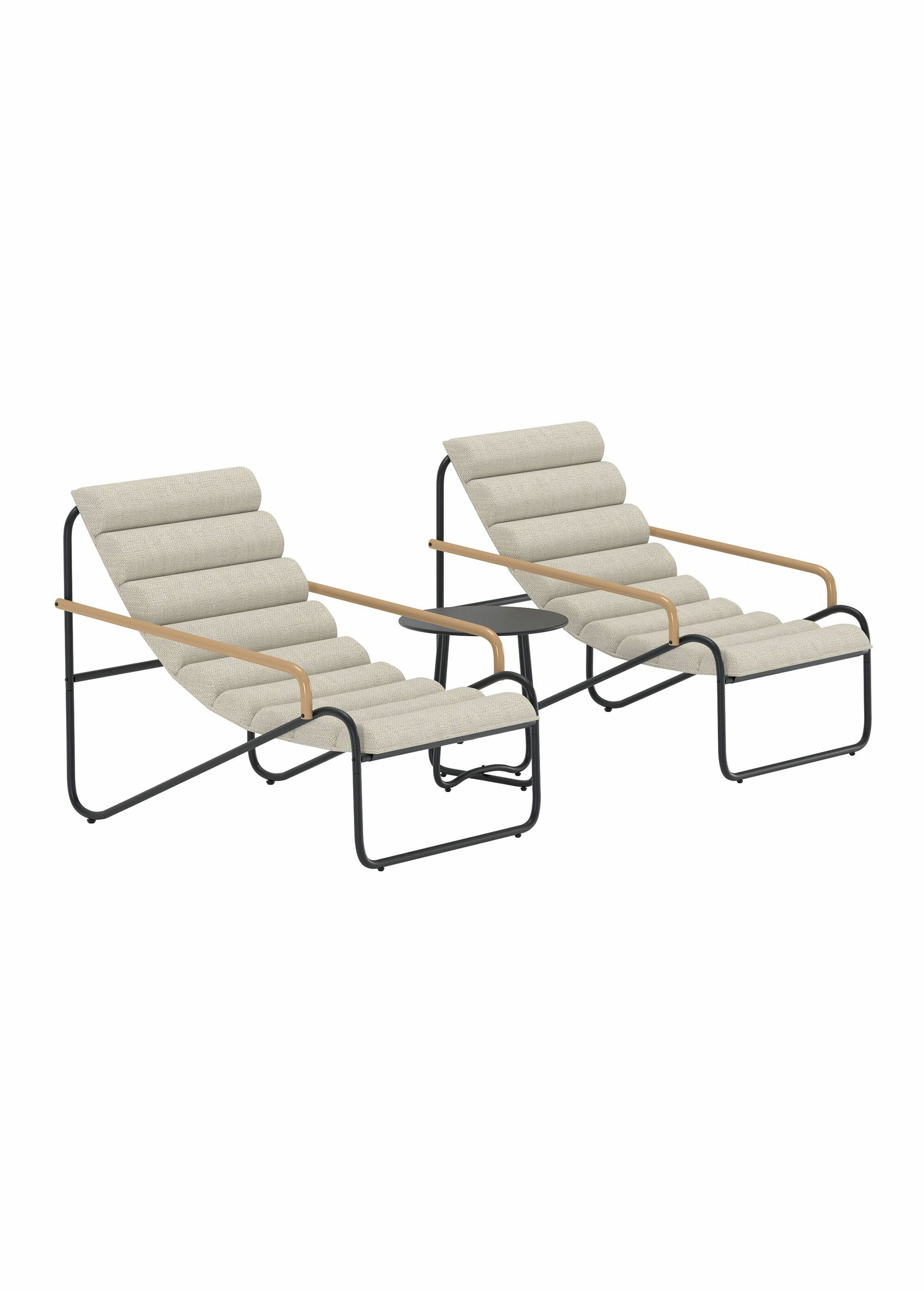 Chaises longues design + Table basse NOIR VEN-9896-100 FA1