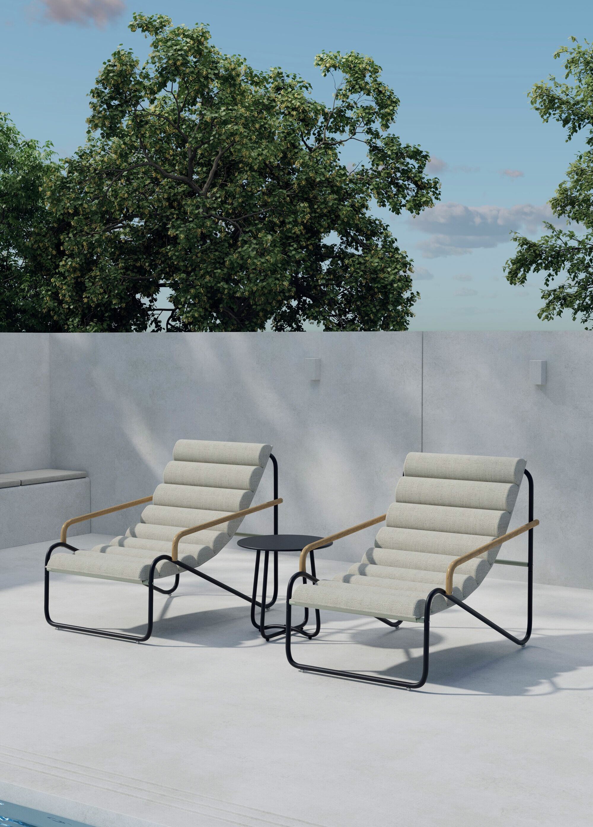 Chaises longues design + Table basse NOIR VEN-9896-100 SI1