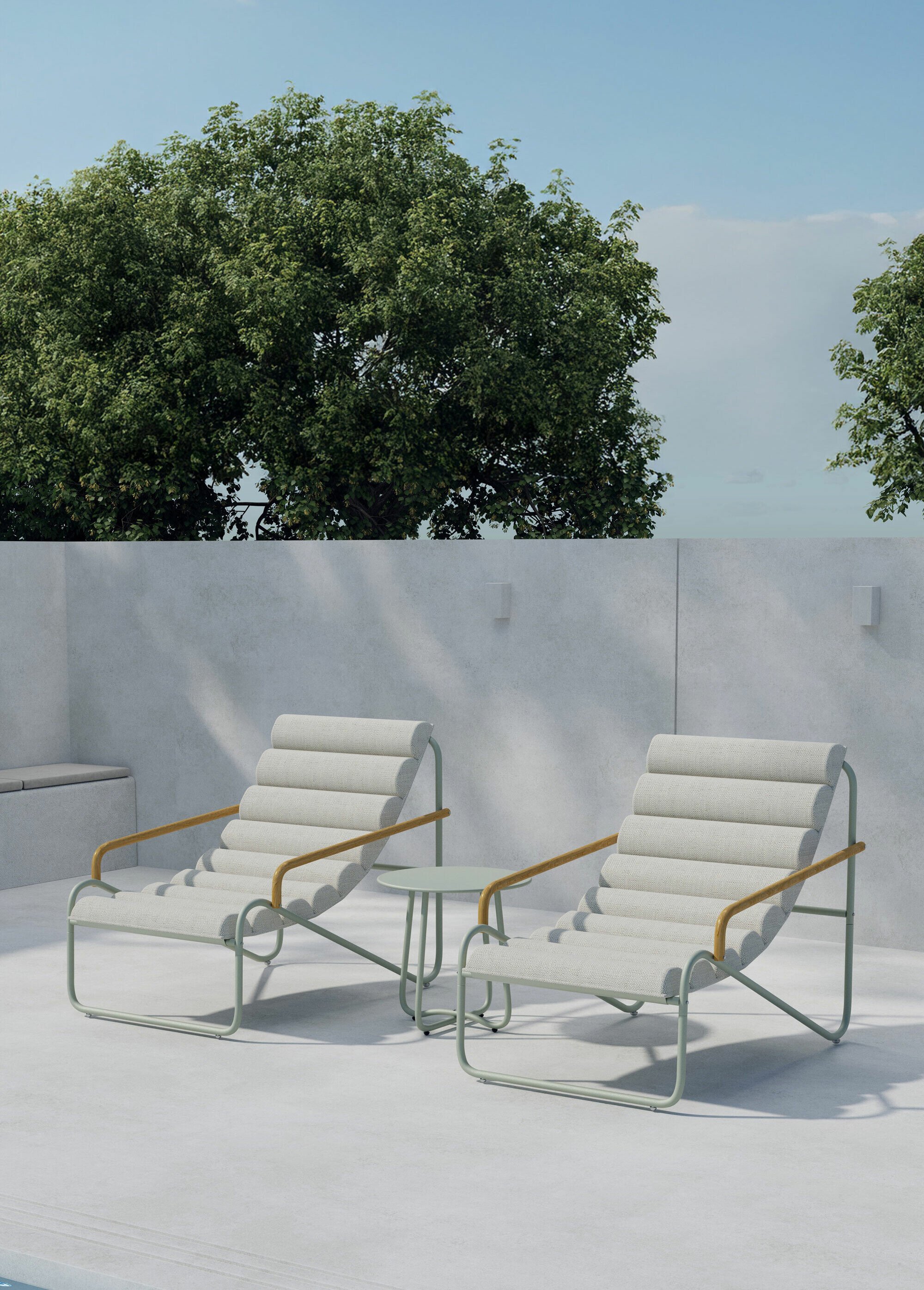 Chaises longues design + Table basse VERT VEN-9896-100 SI1