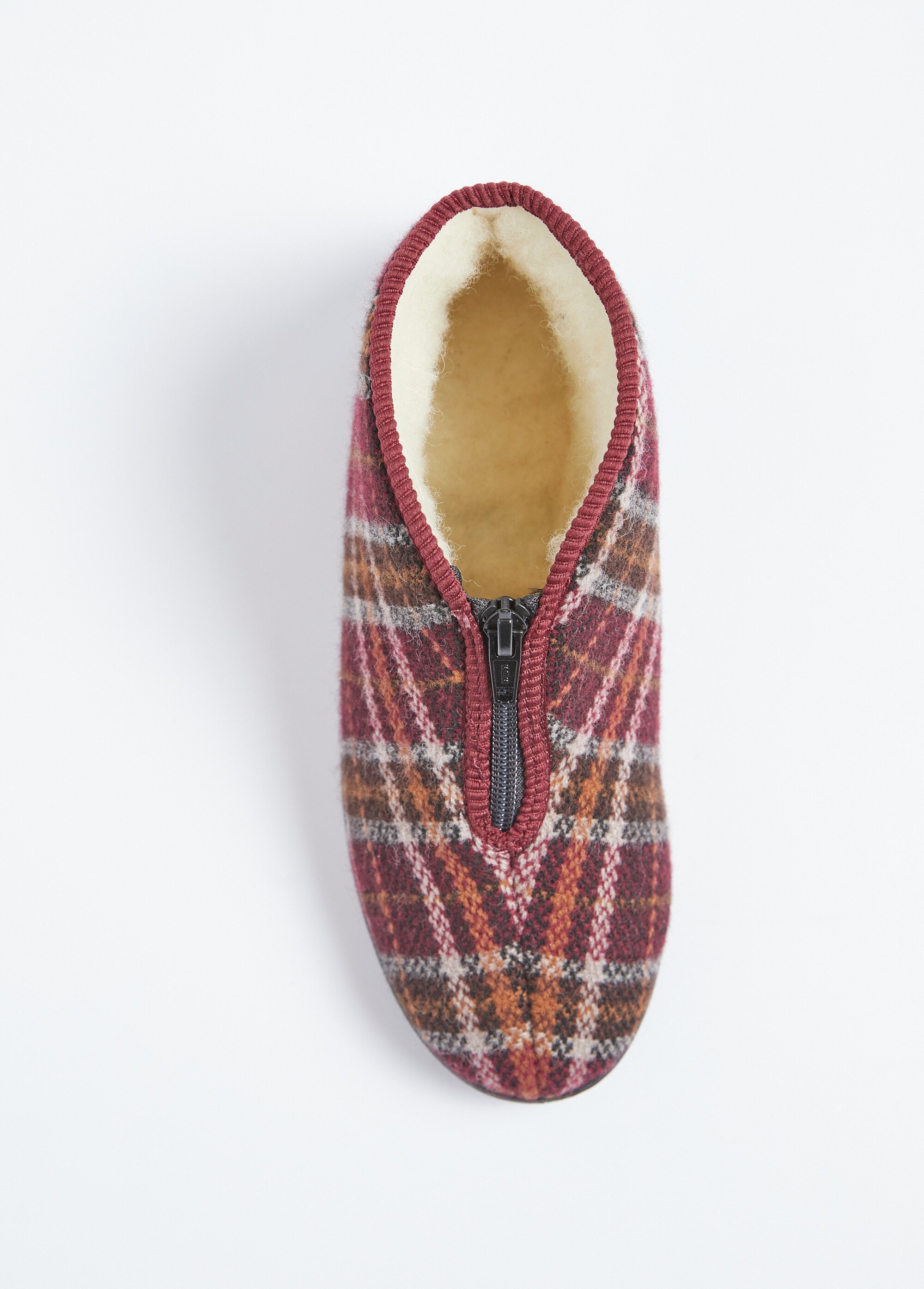 Chaussons montants zippés fourrés largeur confort écossais Femme Rouge OMONVILLE OV1