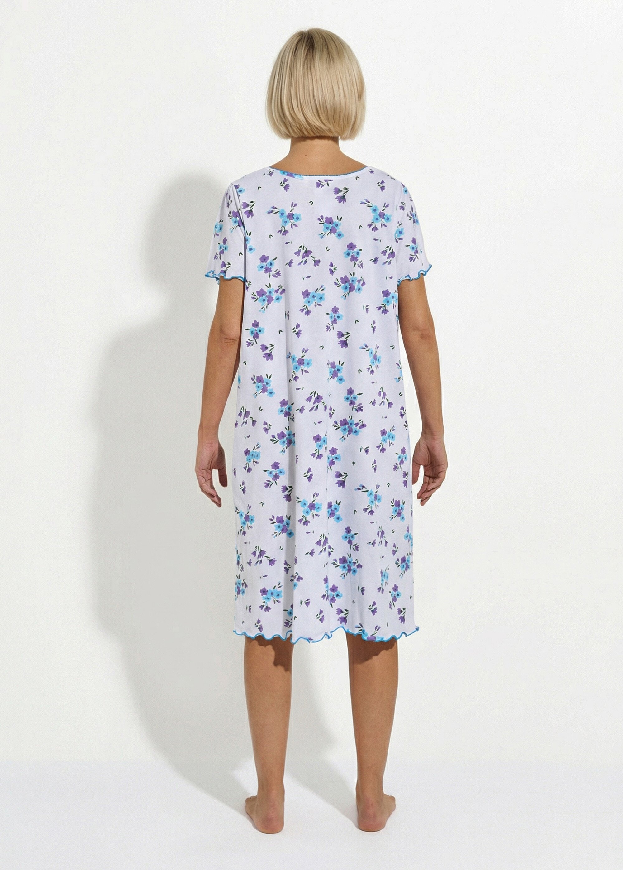 Chemise de nuit coton manches courtes Femme Bleu SOUVERAINE DO1