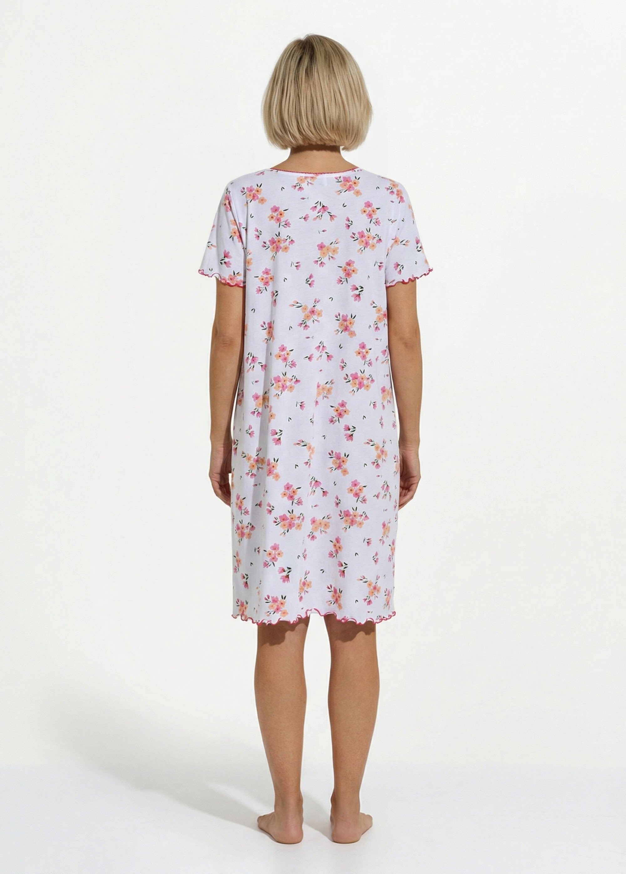 Chemise de nuit coton manches courtes Femme Rose SOUVERAINE DO1