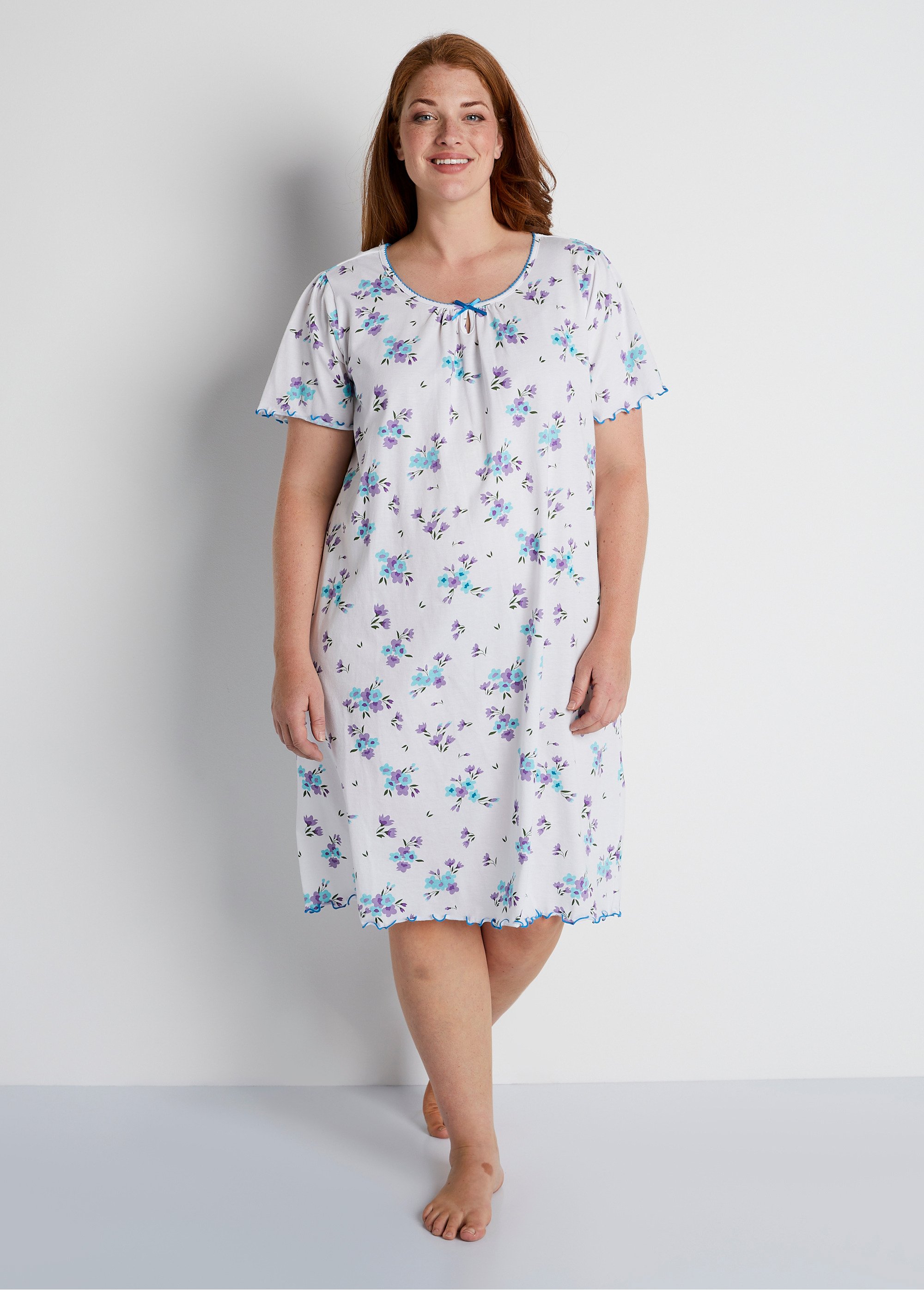 Chemise de nuit coton manches courtes