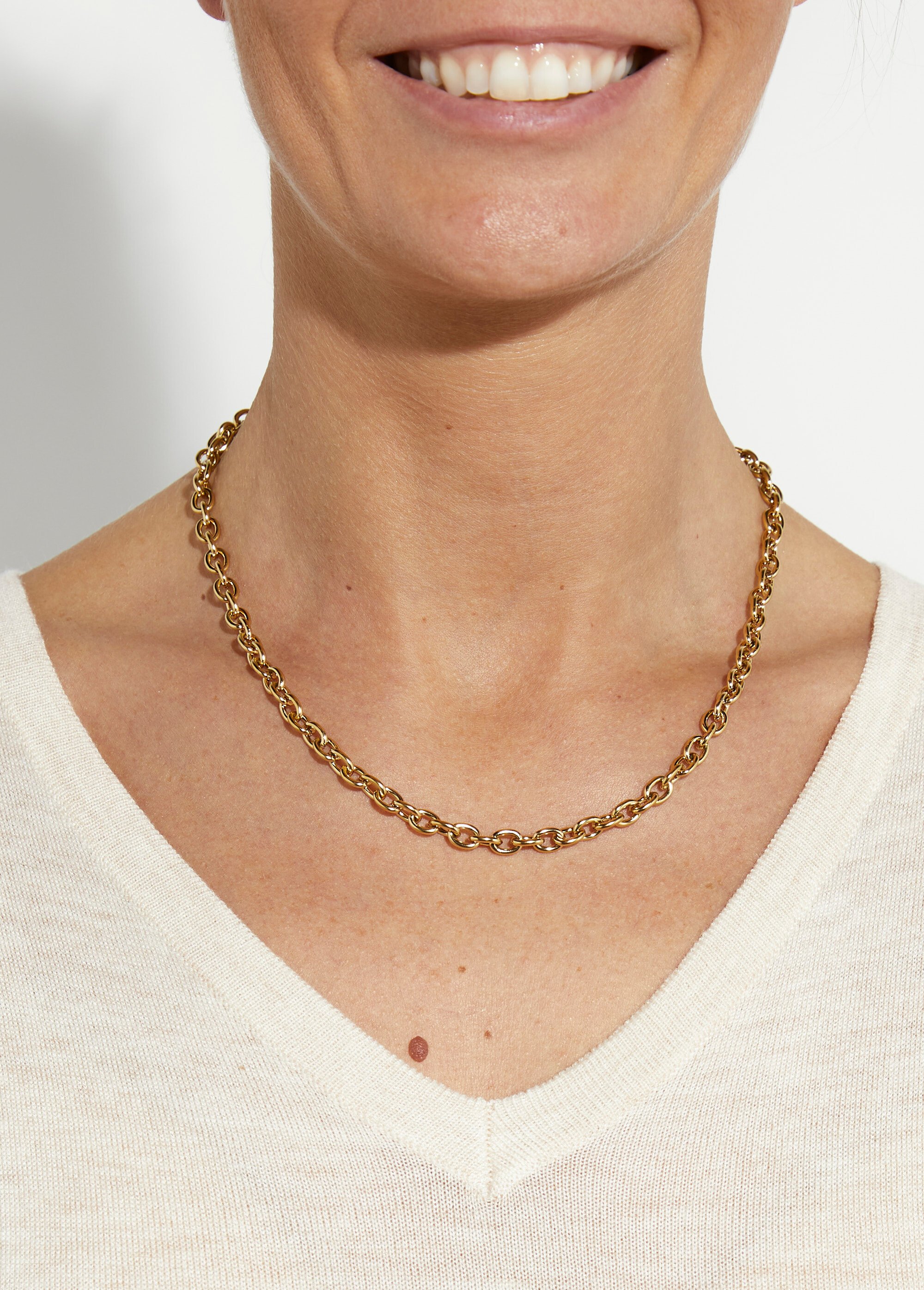 Collier maille forçat, acier inoxydable Doré L08-568 FA1