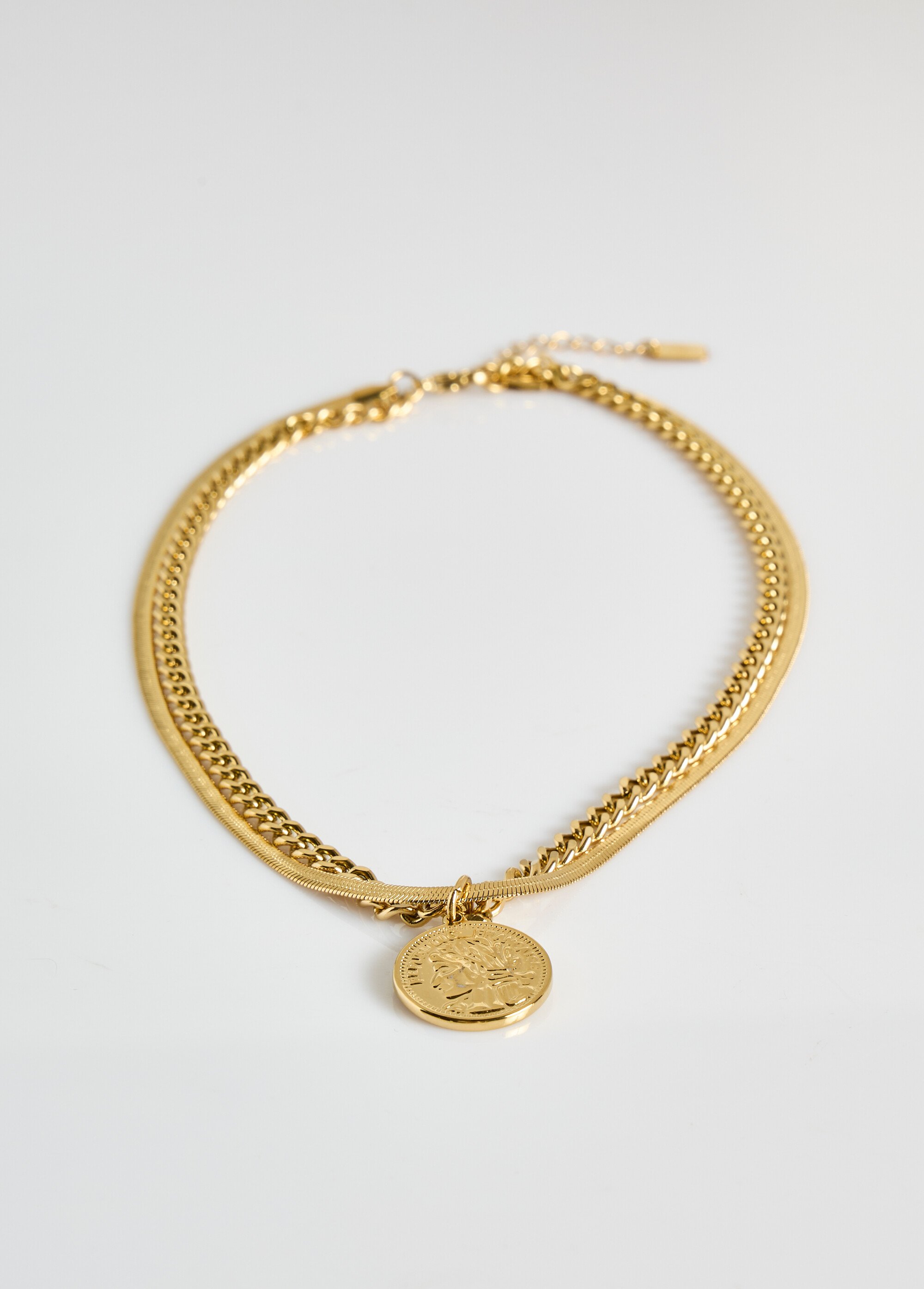 Collier ras de cou fantaisie 2 rangs Doré L08-623 DE2