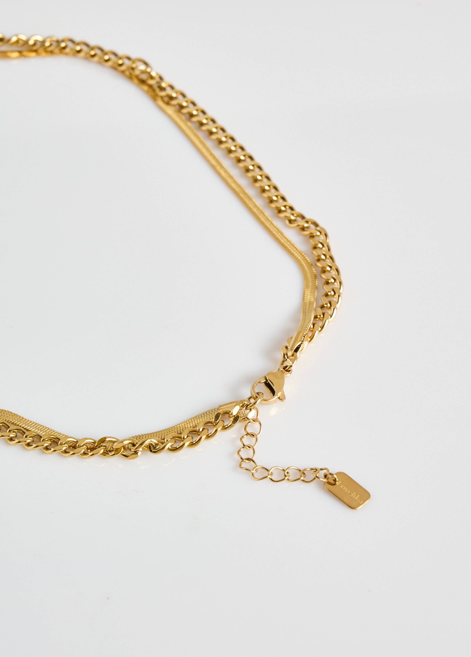 Collier ras de cou fantaisie 2 rangs Doré L08-623 DE3