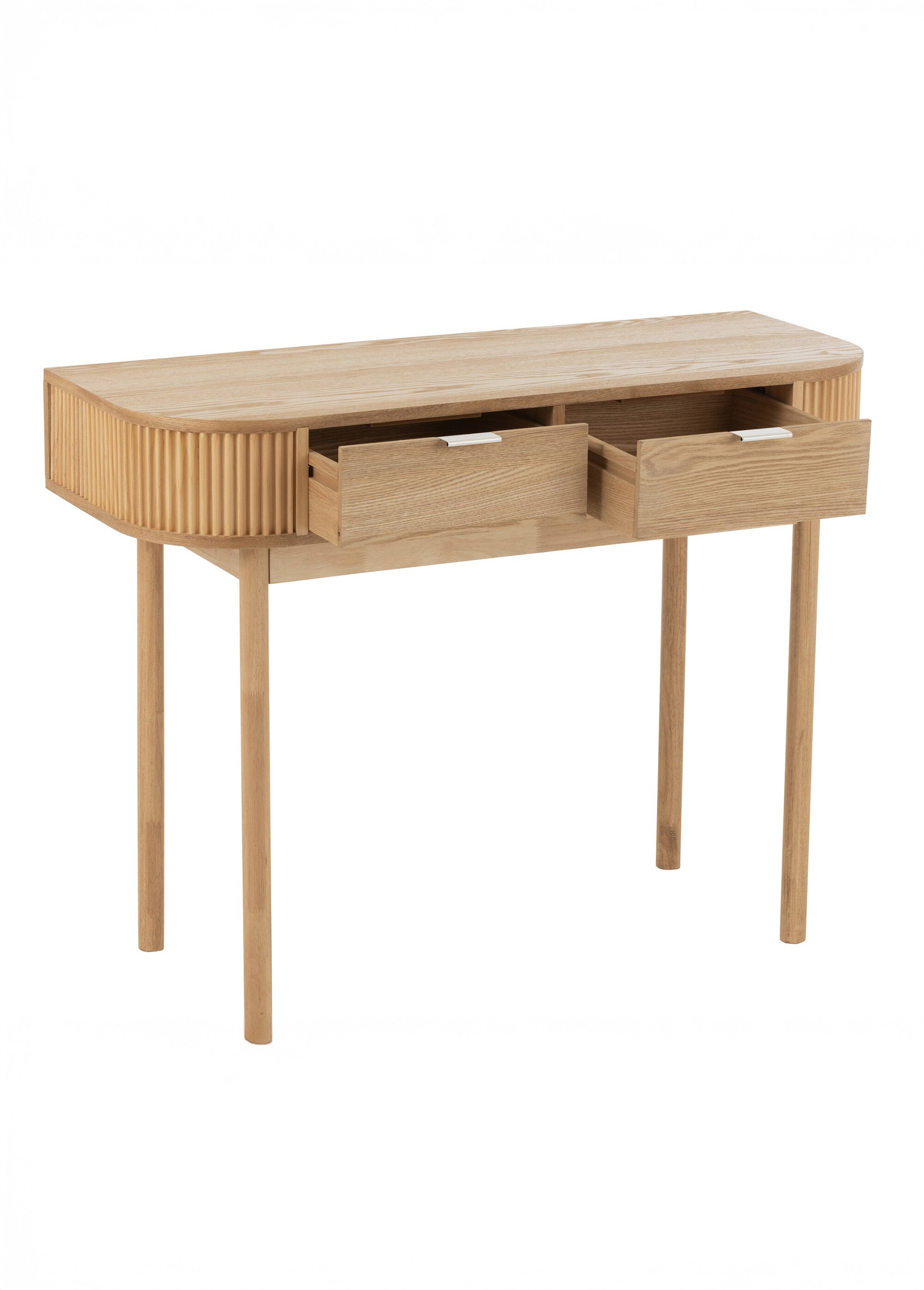 Console arrondie en pin clair rainuré BEIGE JP-50771 DE1
