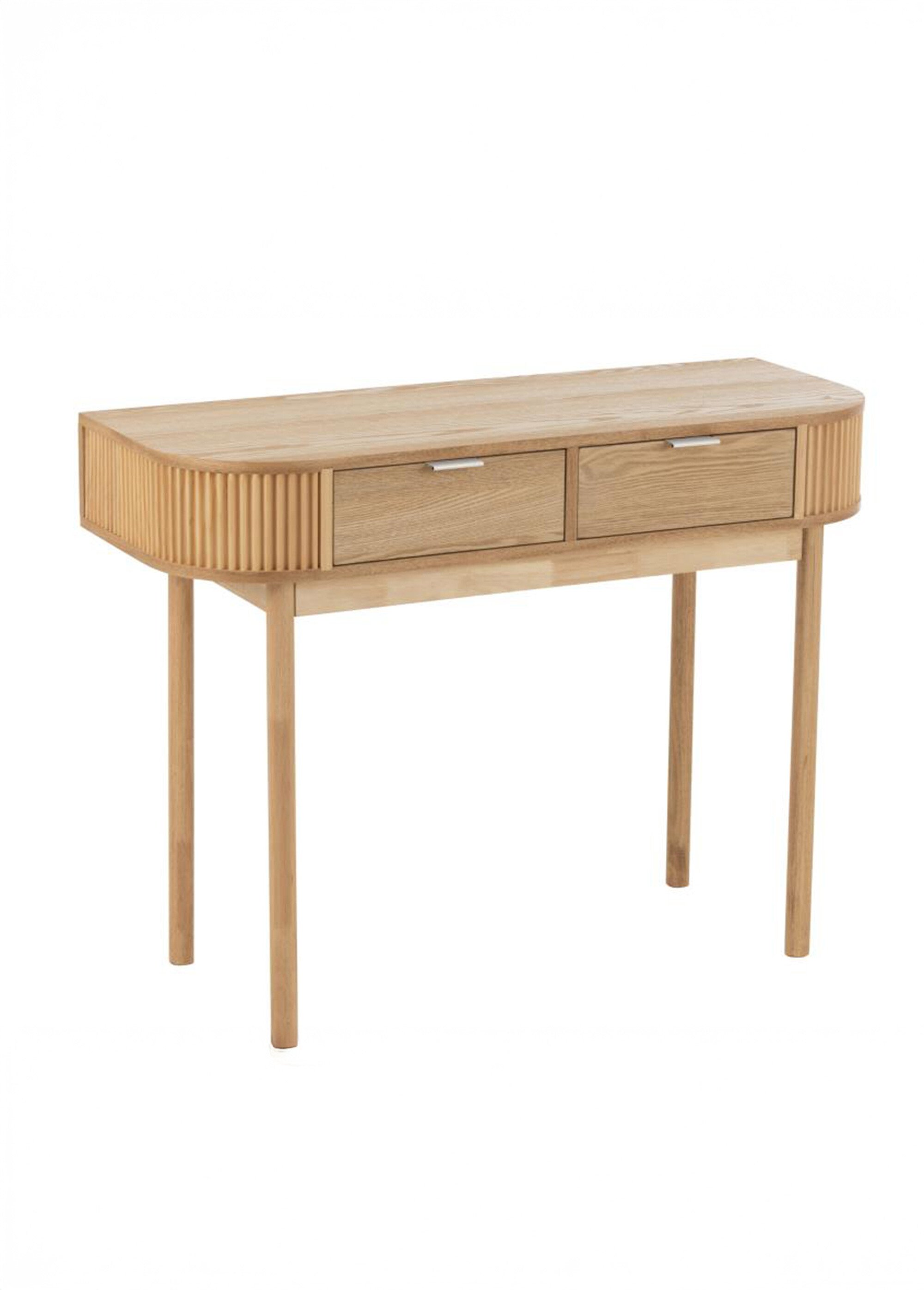 Console arrondie en pin clair rainuré BEIGE JP-50771 FA1